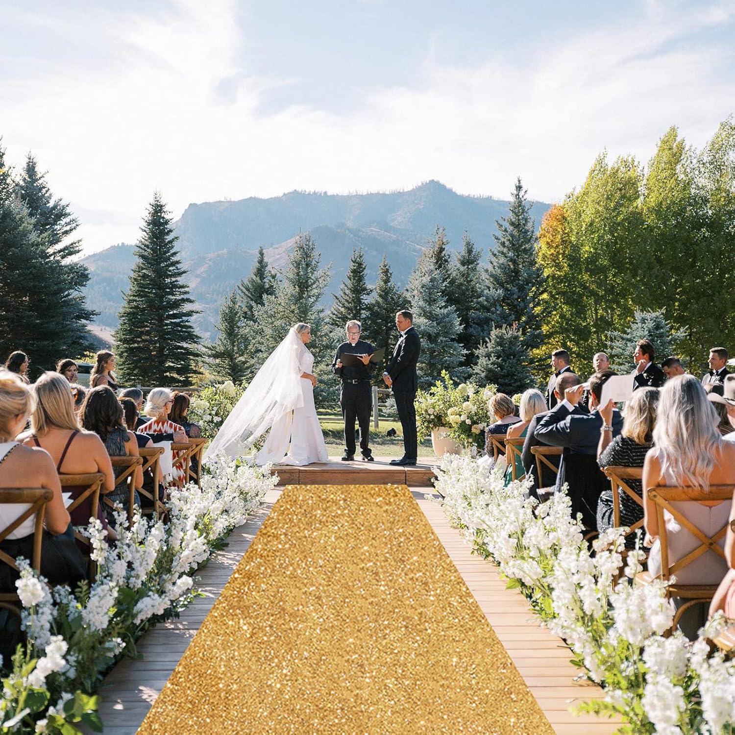 Gold Sequin Aisle Runner 4ft x 15ft Wedding Decor Carpet