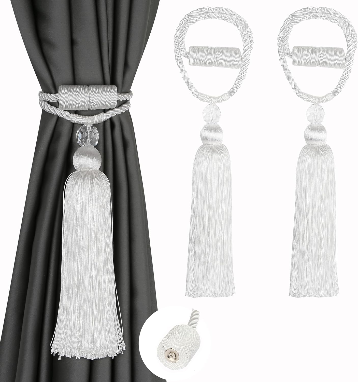 BEL AVENIR Magnetic Curtain Holdbacks Tassel Ties