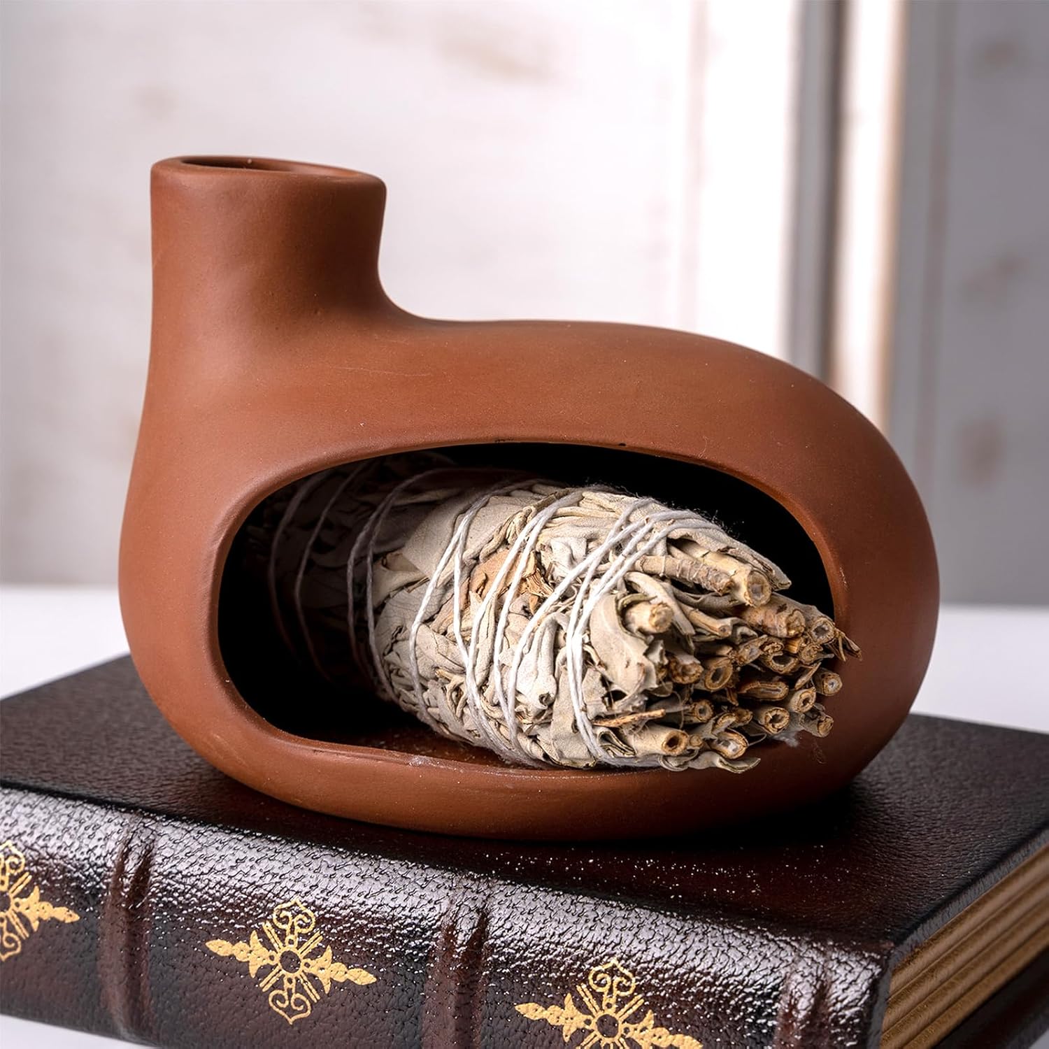 Terracotta Palo Santo Holder - Modern Chiminea Incense Burner