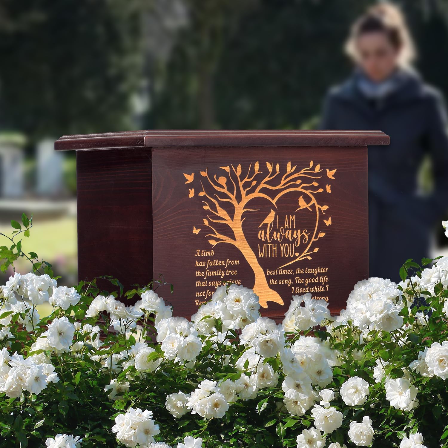 Cremation Urns For Human Ashes - Wooden Urns L-Tree Style