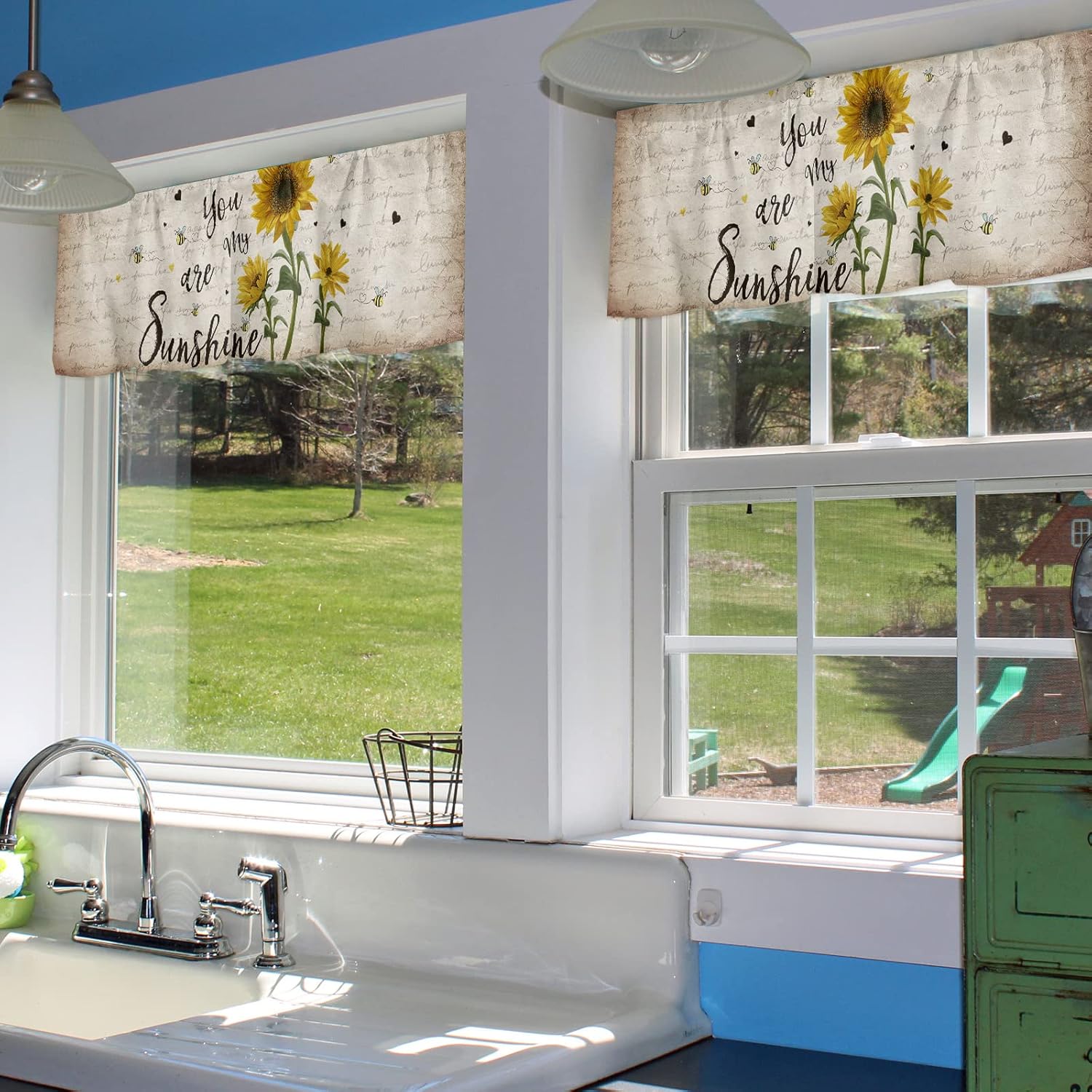 Sunflower Curtains Kitchen Valance 54x18 Rod Pocket