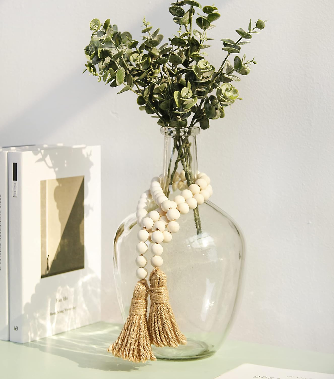 Meplait 39 Inch Wood Bead Garland with Tassels