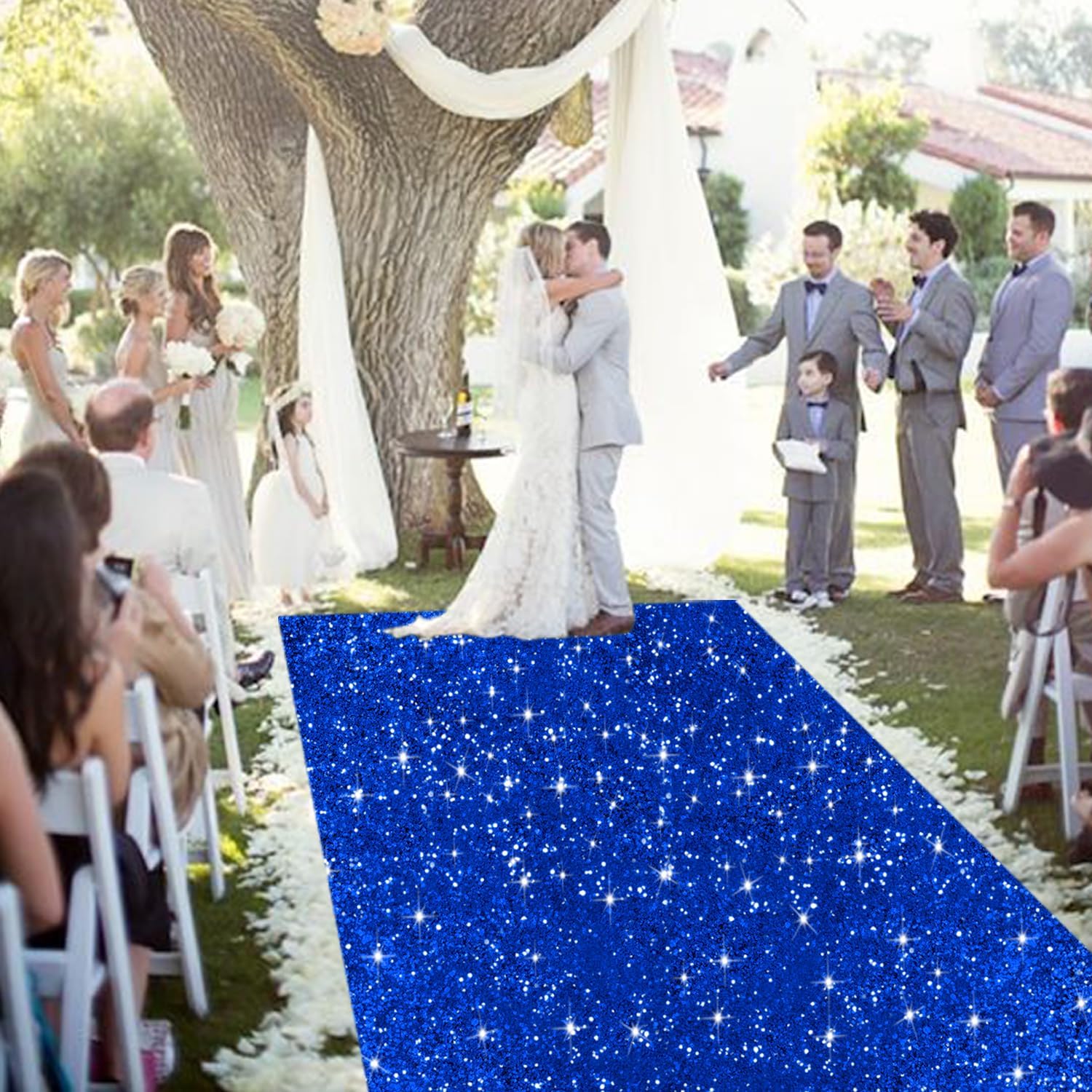 Royal Blue Sequins Aisle Runner 2FTx15FT Carpet for Wedding Parties