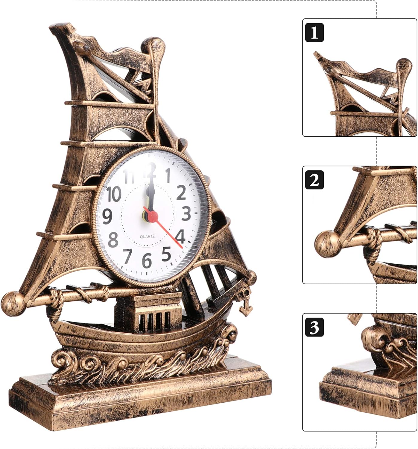 Retro Sailboat Alarm Clock Nautical Decor Timepiece