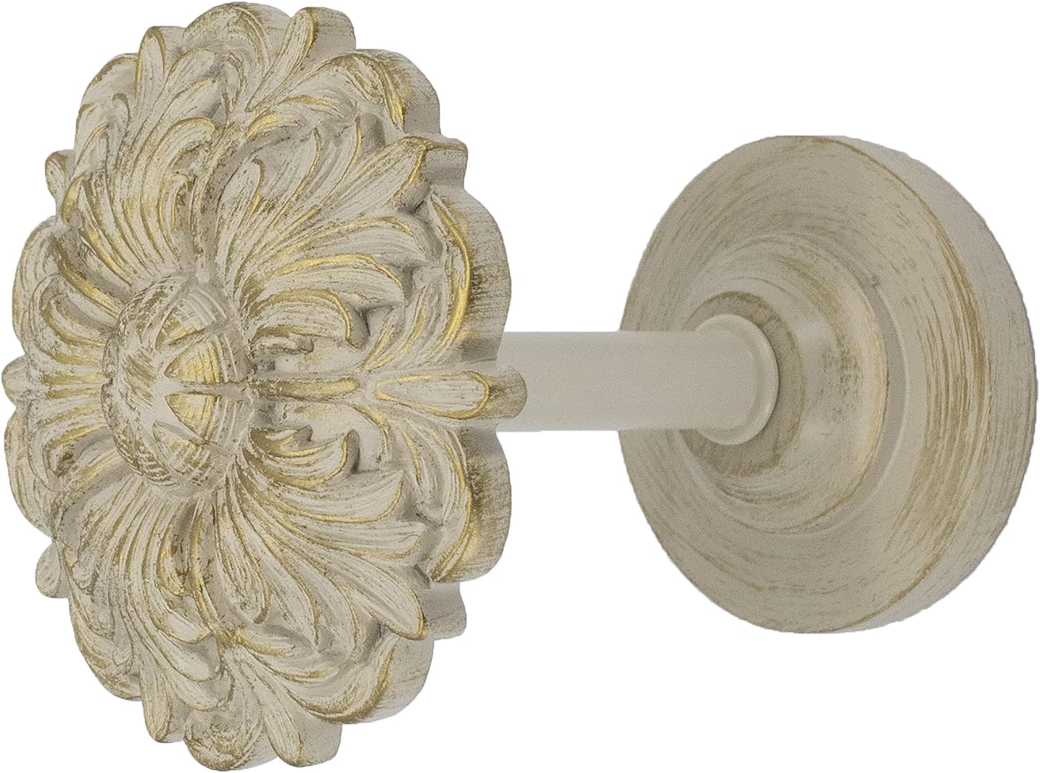 MERIVILLE Fleur Window Drapery Holdbacks Set of 2 French White with Gold