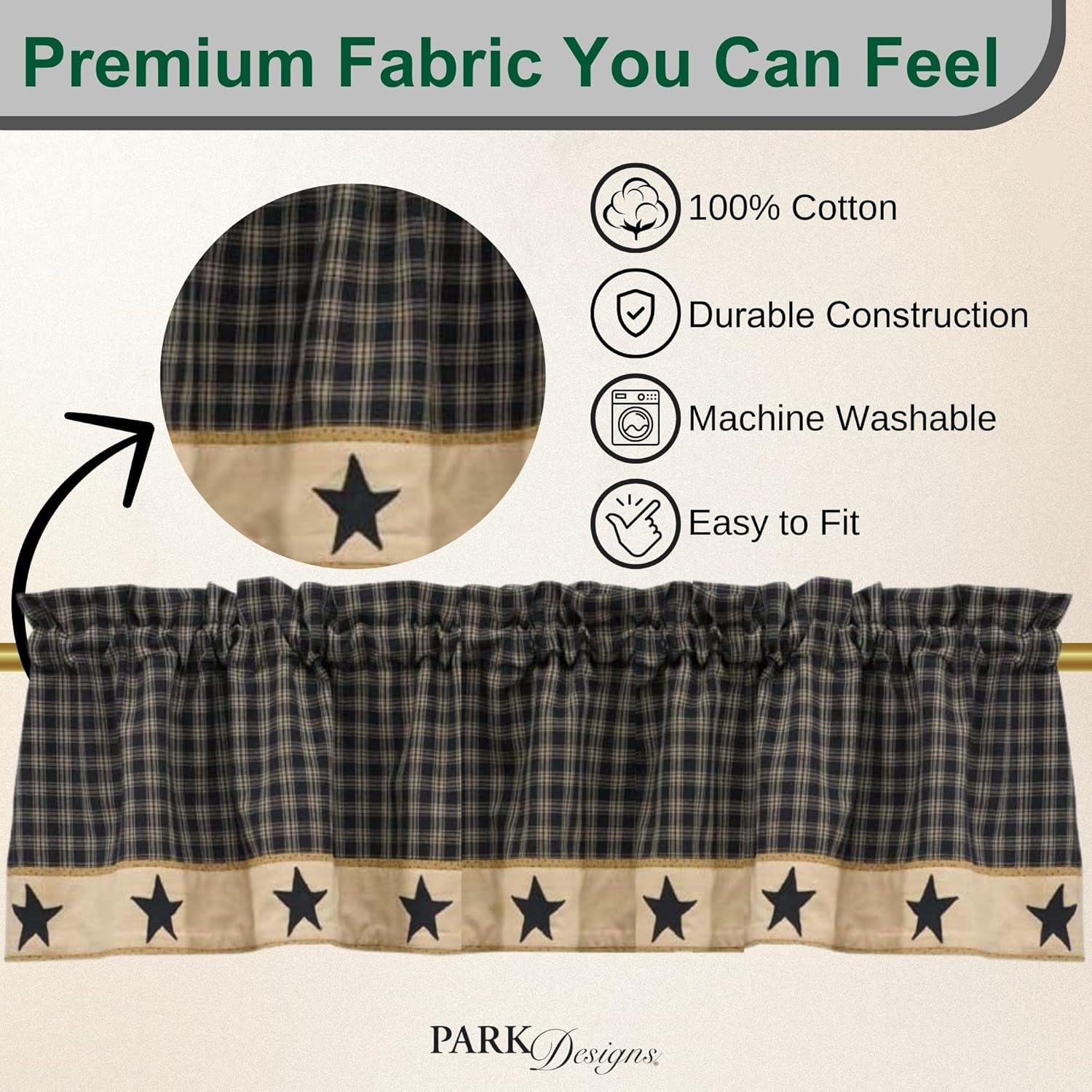 Park Designs Farmhouse Valance Curtain - 60x14 Plaid Fall Decor