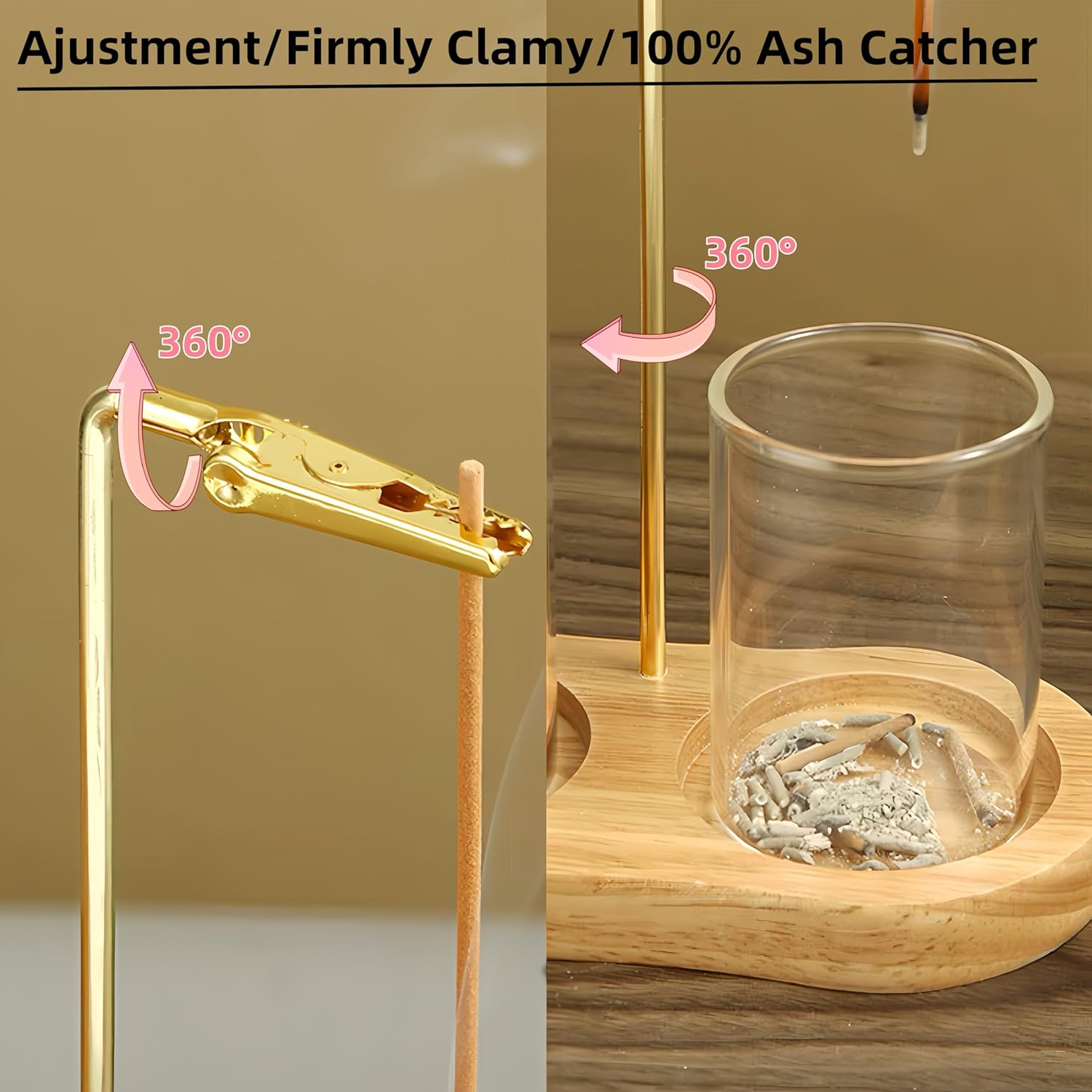Moocervi Glass Incense Holder with Storage and Ash Catcher