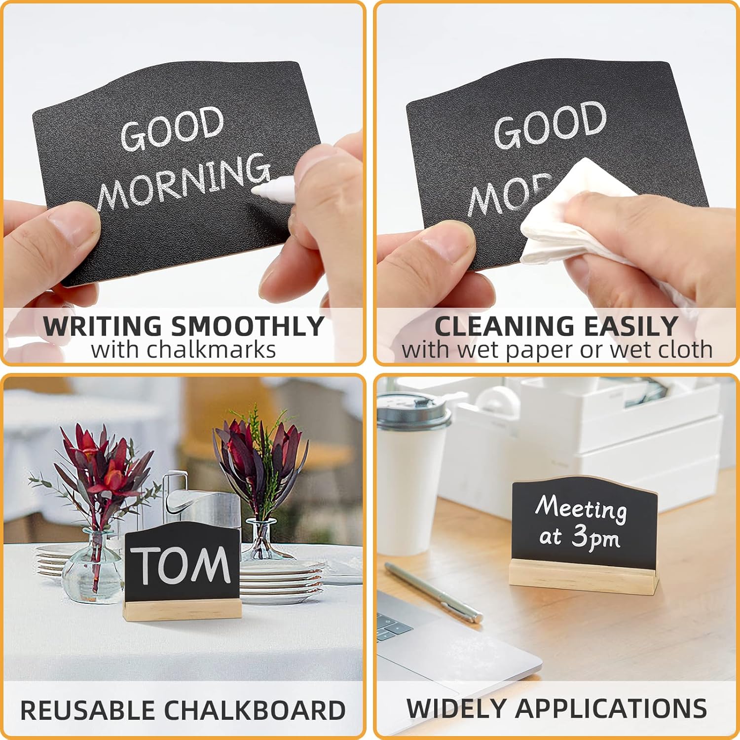 ALOTCHE Mini Chalkboard Signs Set with Stand 16 Pack