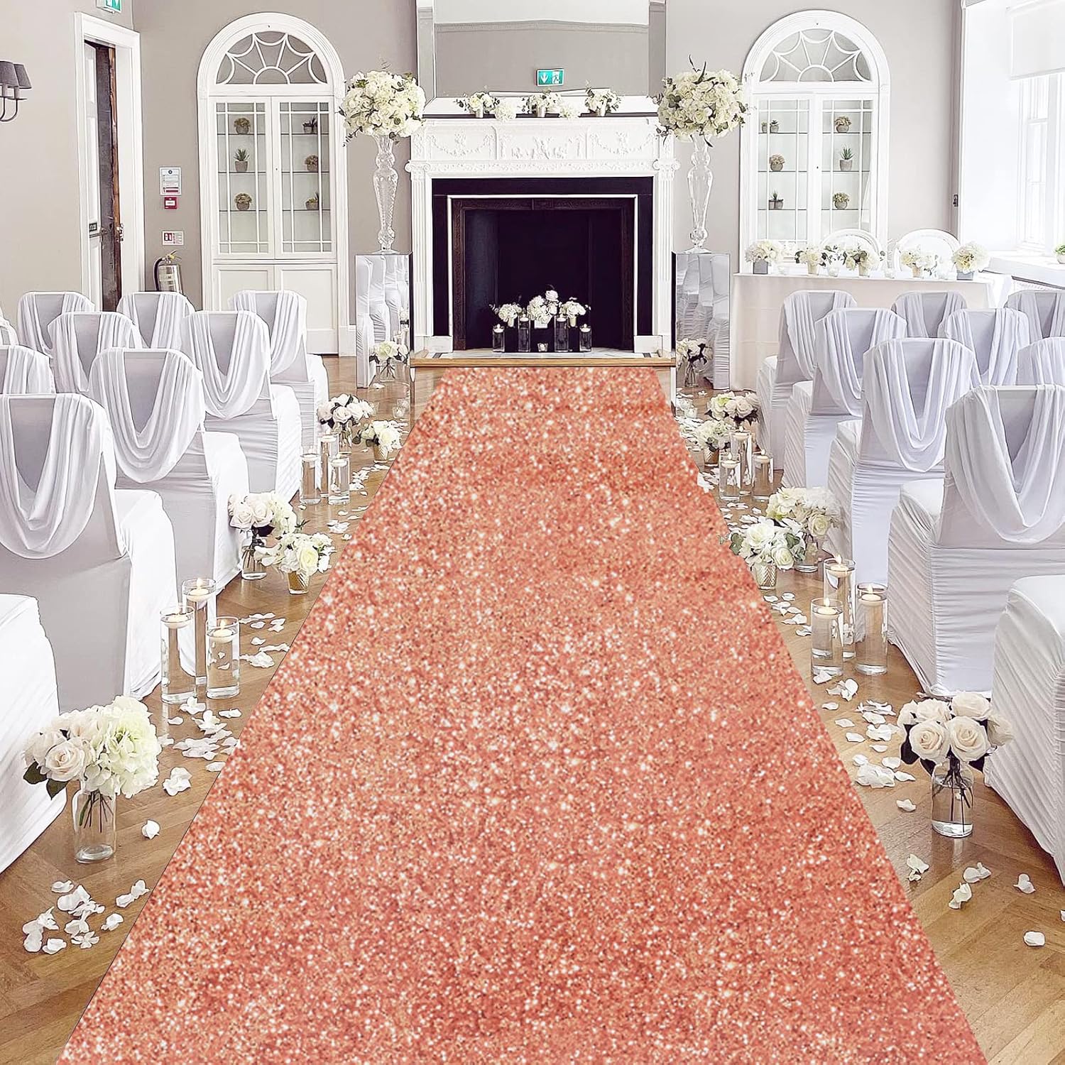 Rose Gold Sequin Aisle Runner Wedding Carpet 2ftx15ft