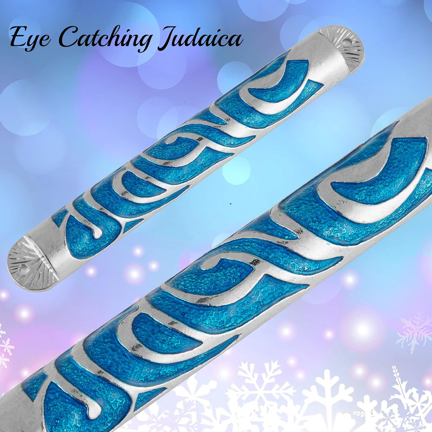 Matashi Hand Painted Blue Enamel Mezuzah Decor