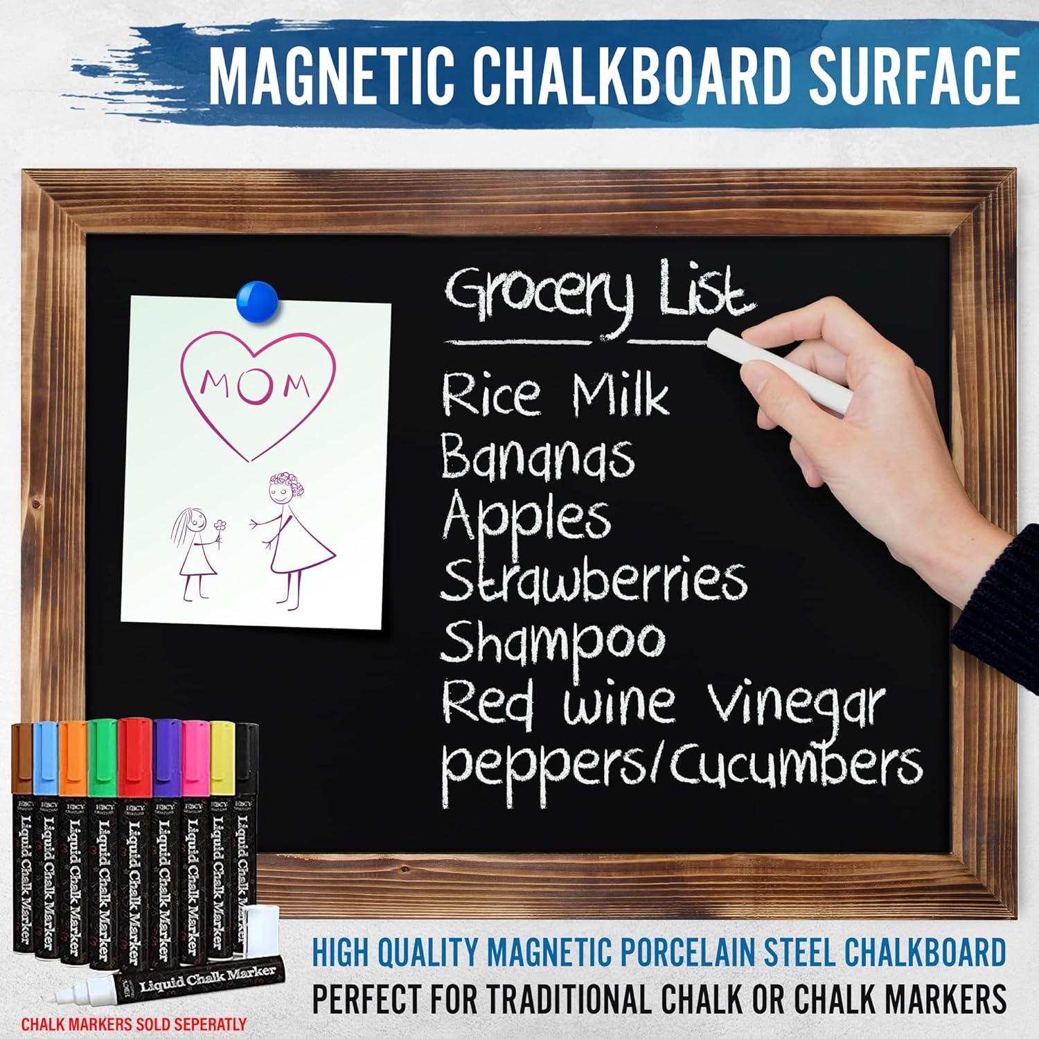 HBCY Creations 18 x 24 Torched Brown Wood Frame Chalkboard