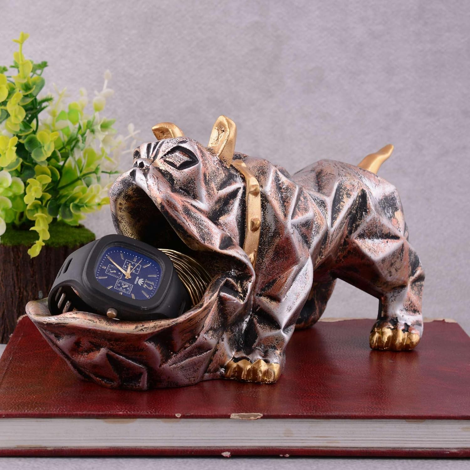 ZainArtistry Cool Dog Statue with Plate Home Decor