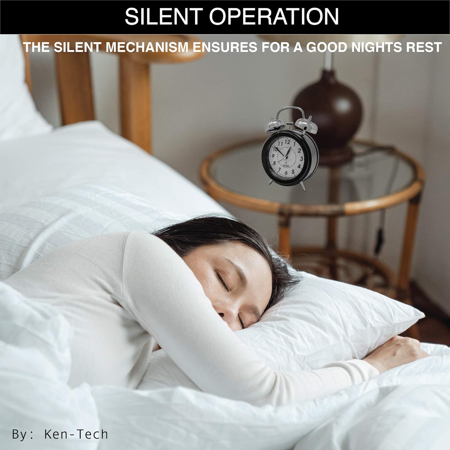 Sonnet Twin Bell Alarm Clock with Blue Backlight