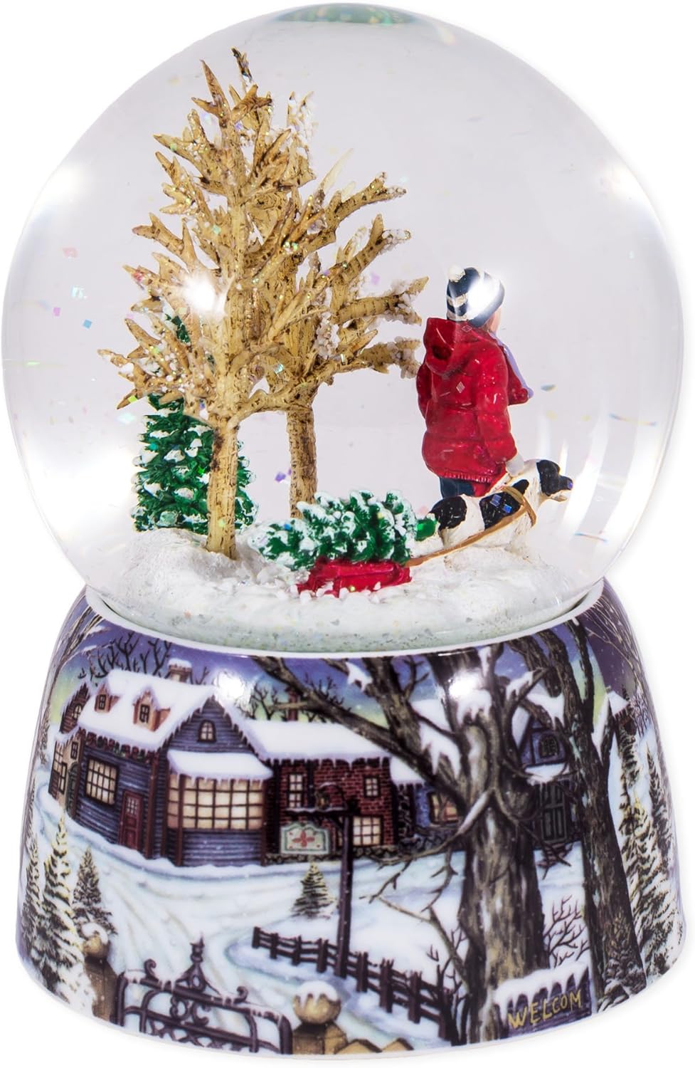 Roman Merry Xmas Snow Globe with Music and Glitter