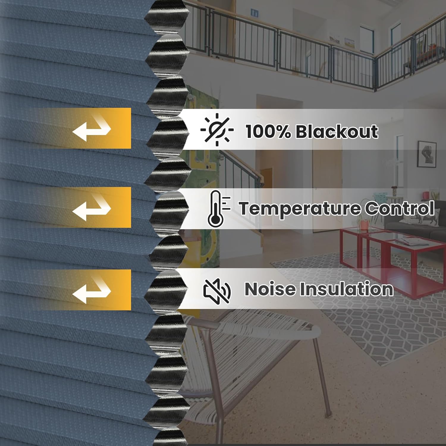 SUNFREE Cellular Shades Blackout Blinds Cordless