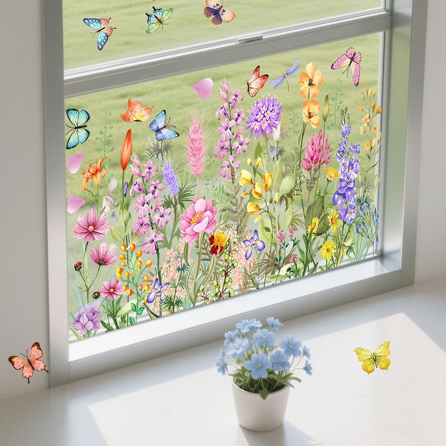PASUXI 2 Sets Flower Window Clings for Glass Windows