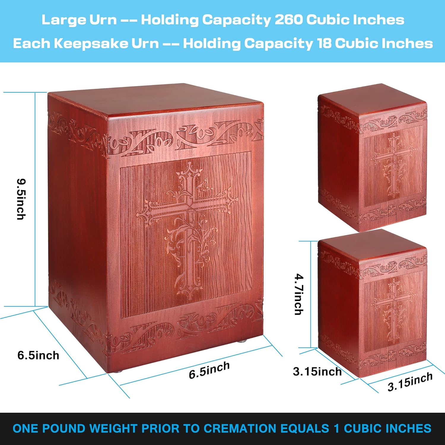 Wooden Cremation Urn for Human Ashes Keepsake