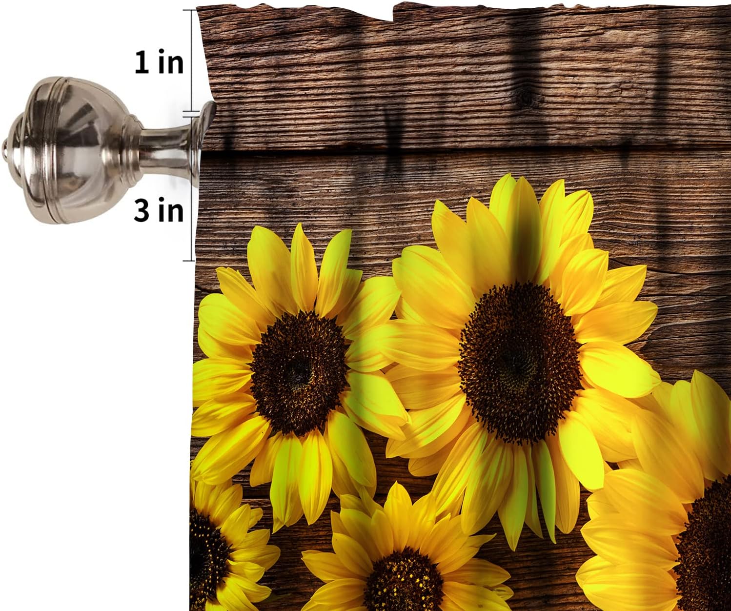 Sunflower Valance Curtains for Kitchen Living Room 54x18 Inch