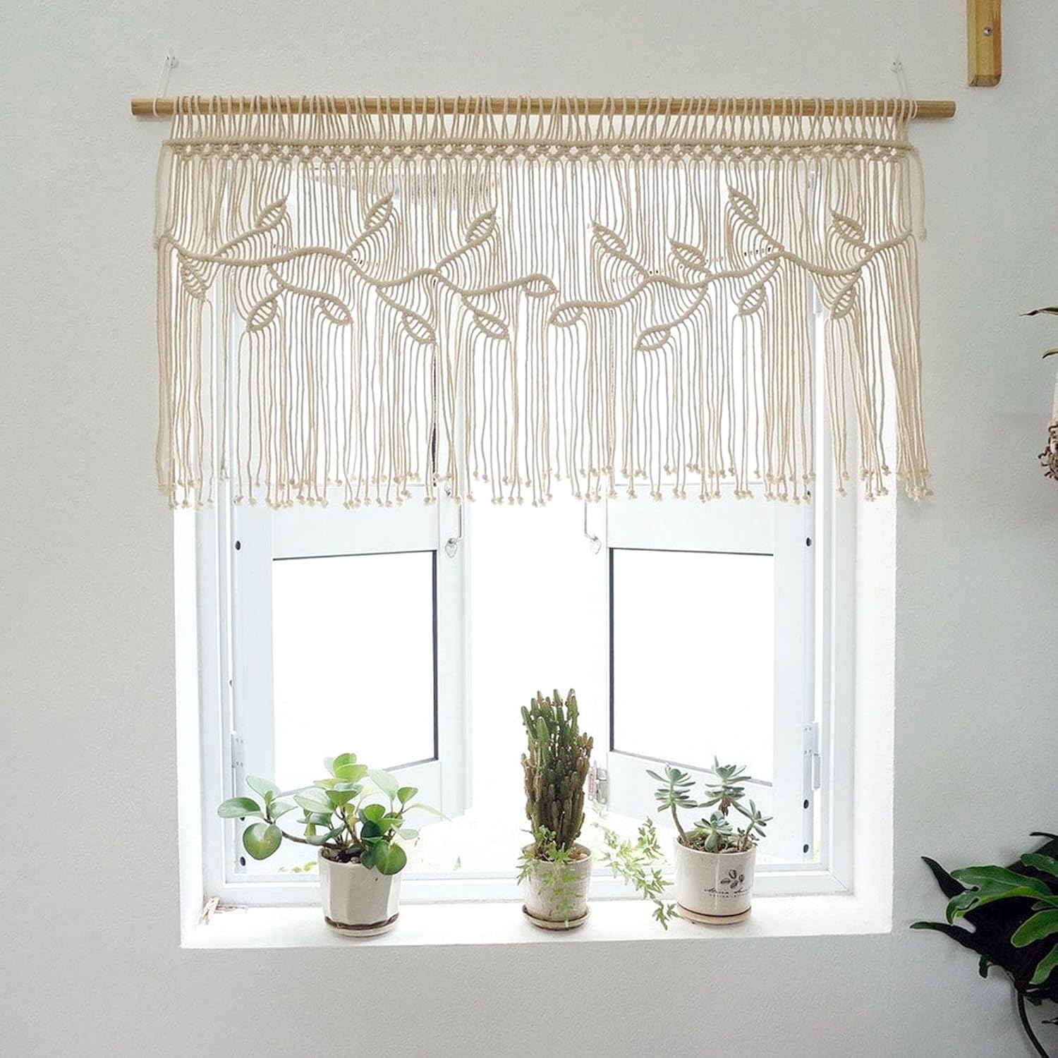 Macrame Valance Curtain for Kitchen 3543x2362 Inch Boho Decor