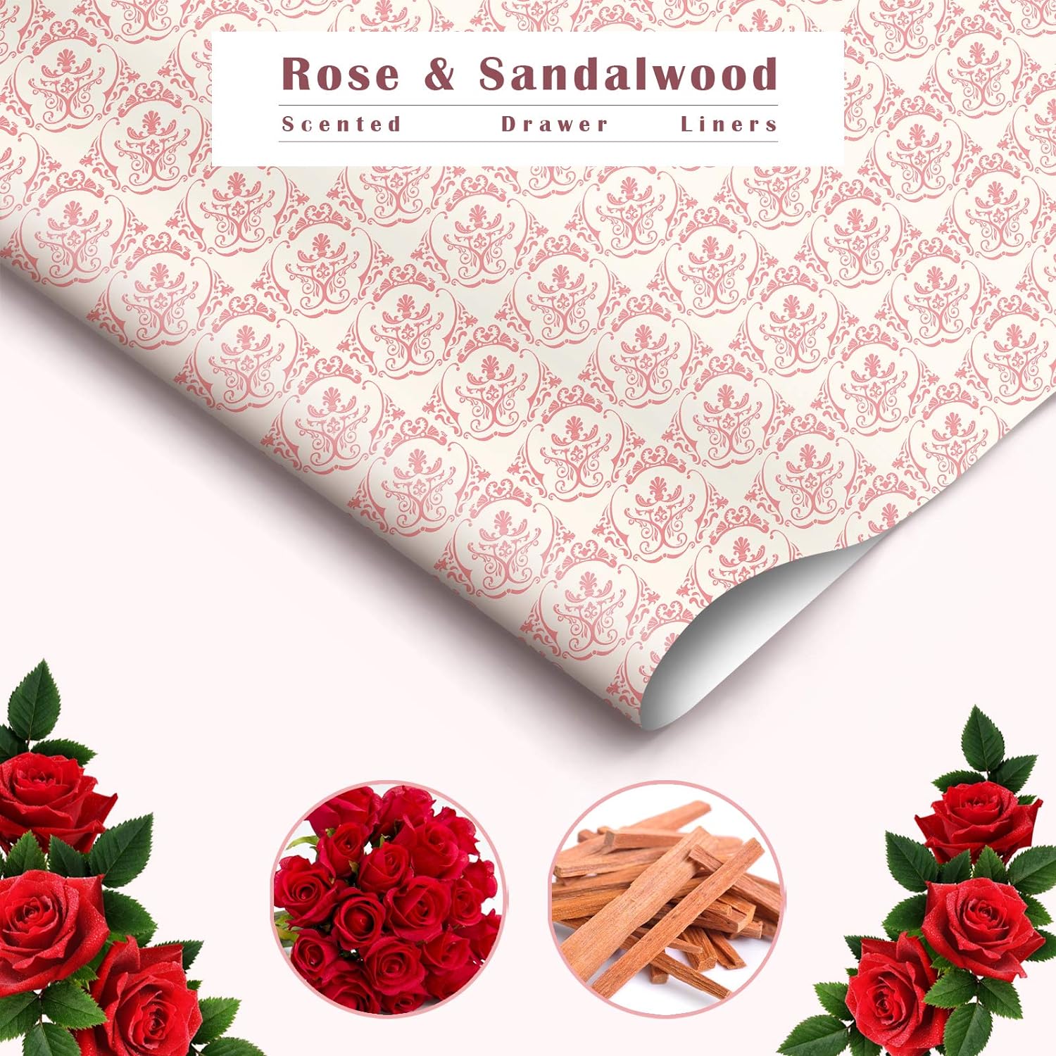 SCENTORINI Rose Sandalwood Scented Drawer Liners 6 Sheets