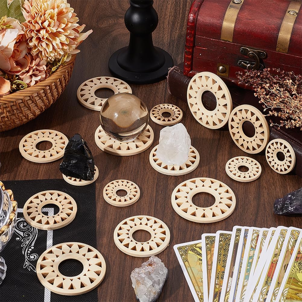 CRASPIRE 15Pcs Crystal Ball Wood Stand Display Set