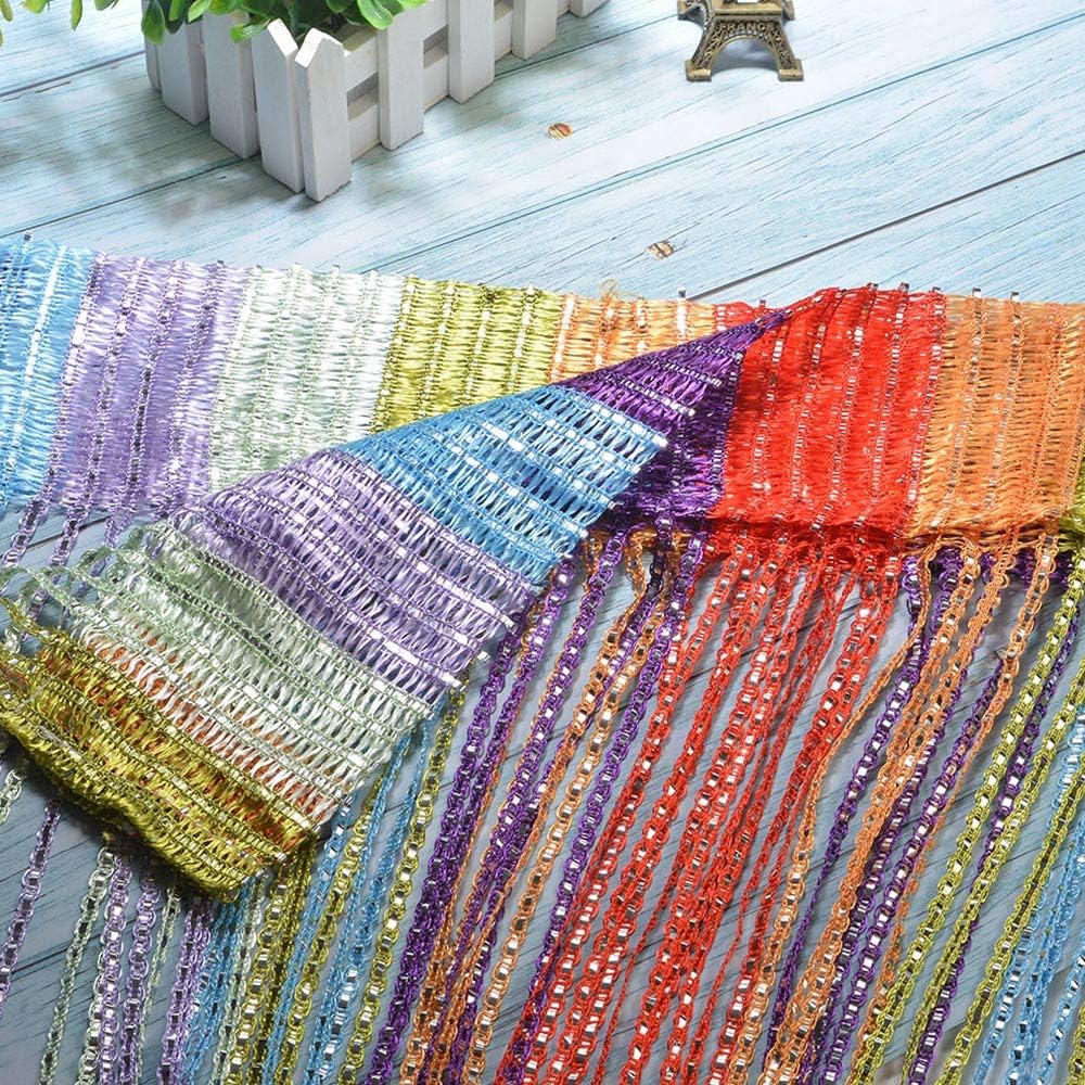 Wixine 2Pcs Curtain Beads Crystal Tassel Window Panel Divider String
