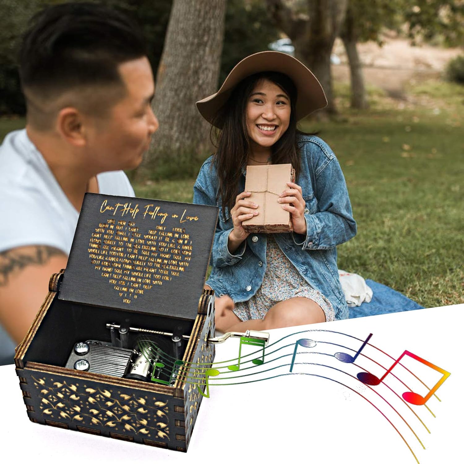 Cant Help Falling in Love Wooden Music Box - Black