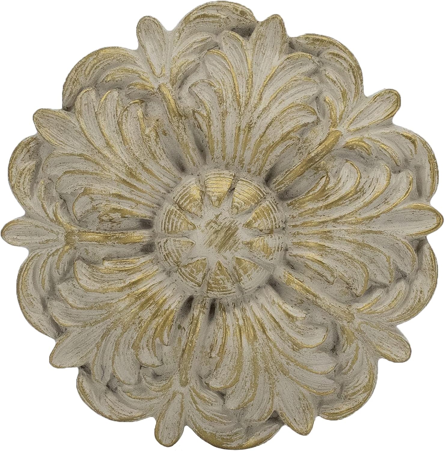 MERIVILLE Fleur Window Drapery Holdbacks Set of 2 French White with Gold