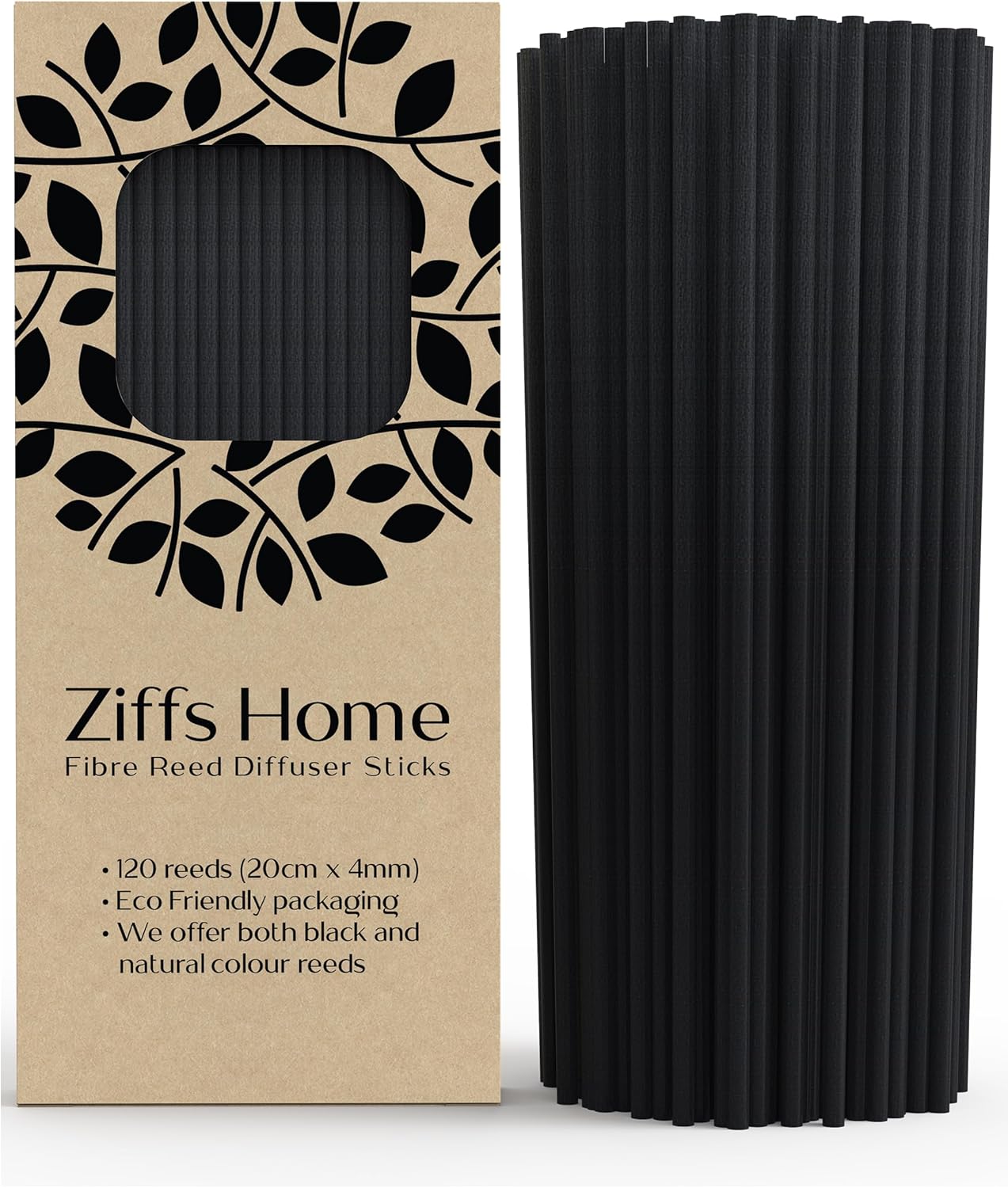 Ziffs Home 120pcs Black Fibre Reed Diffuser Sticks