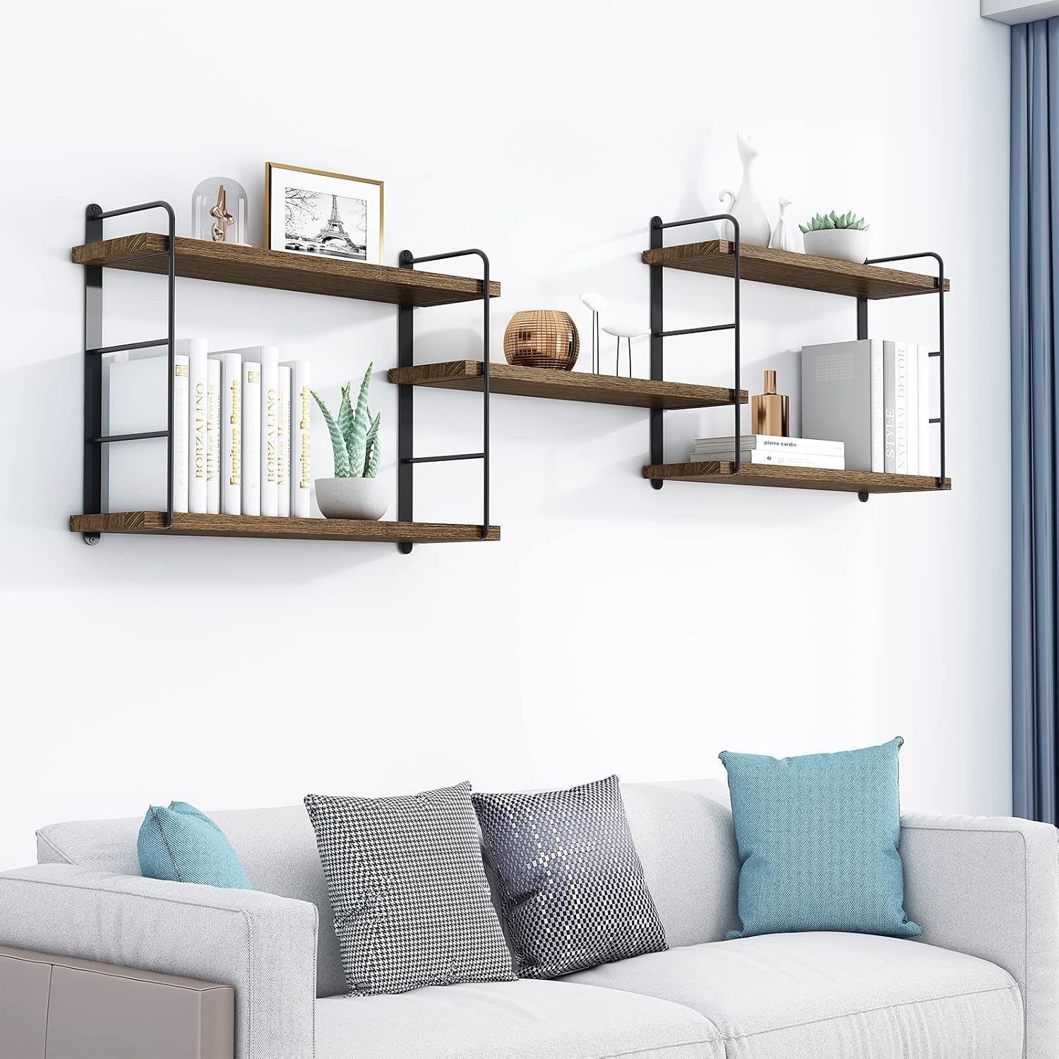 MXCSE Floating Shelves 5pc Brown Wall Mount