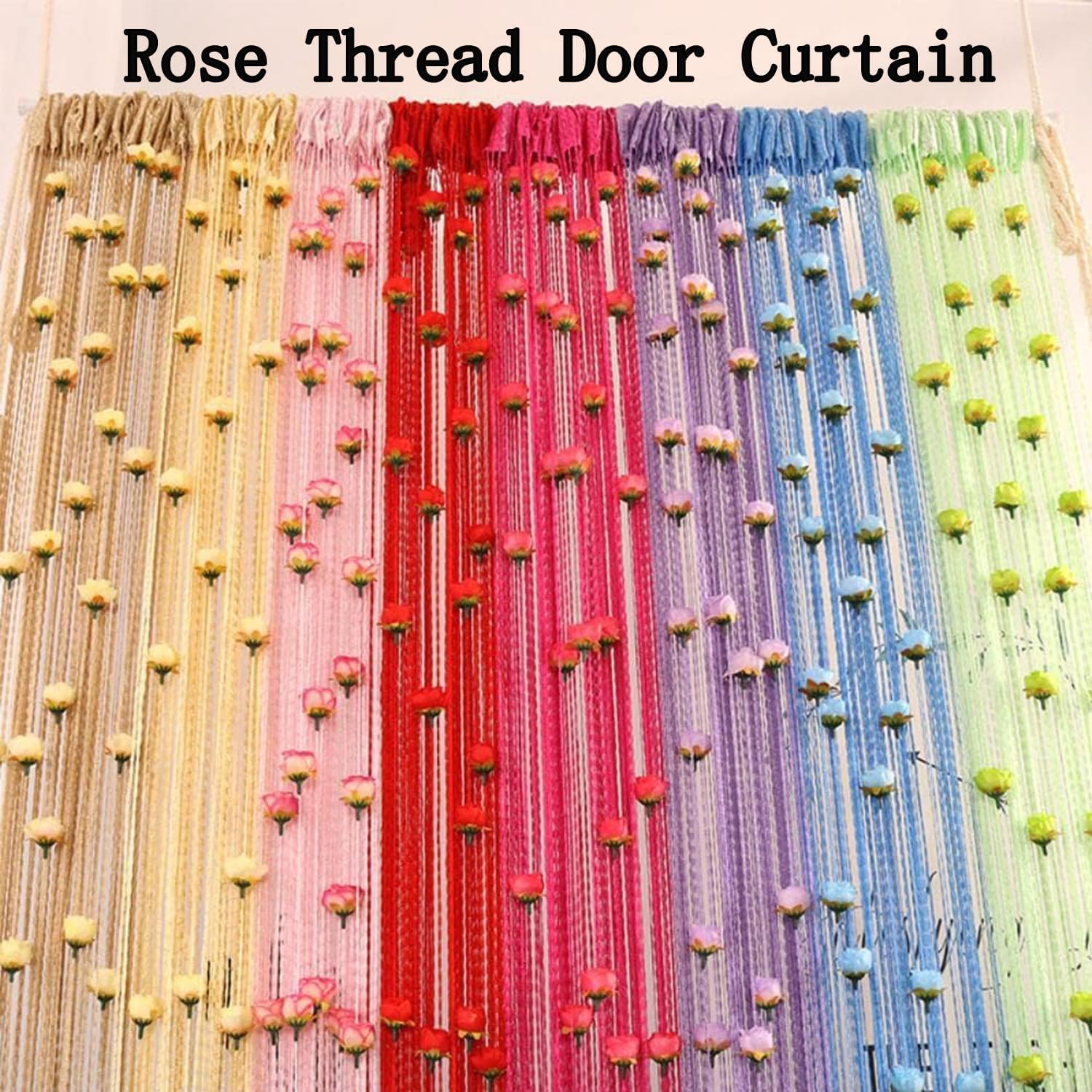 Rose Thread Door Curtain with Decorative Roses