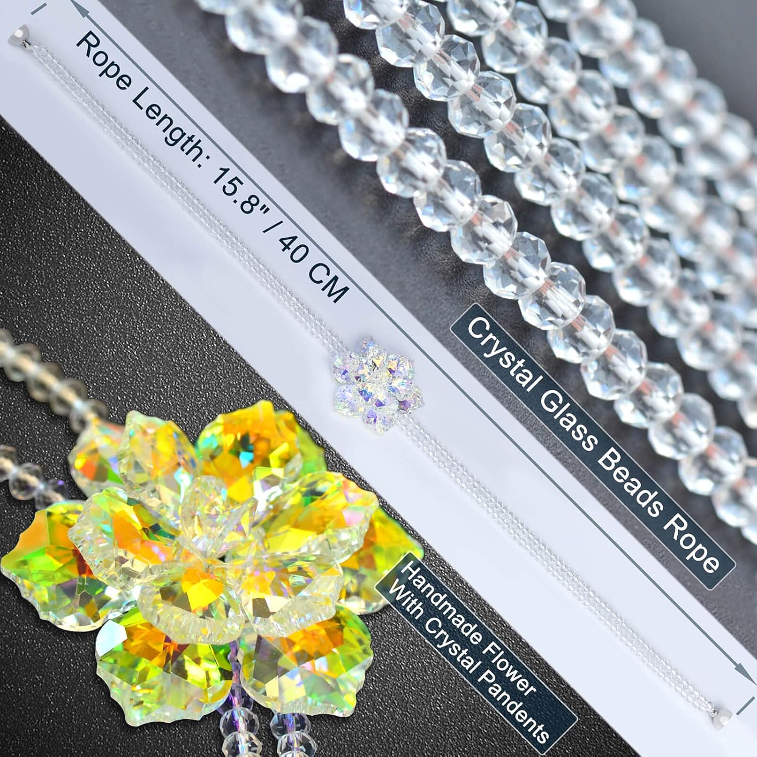 Crystal Flower Magnetic Curtain Tiebacks White AB