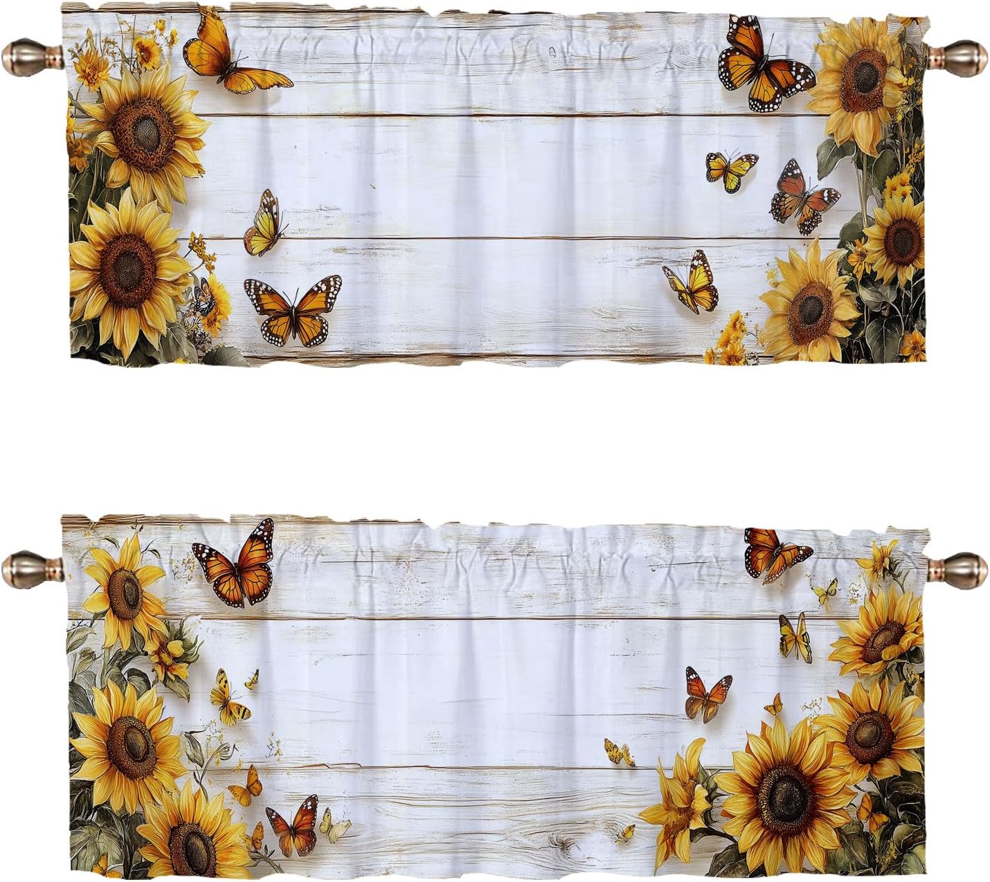 Sunflower Valance Curtains 2 Pack for Kitchen and Living Room