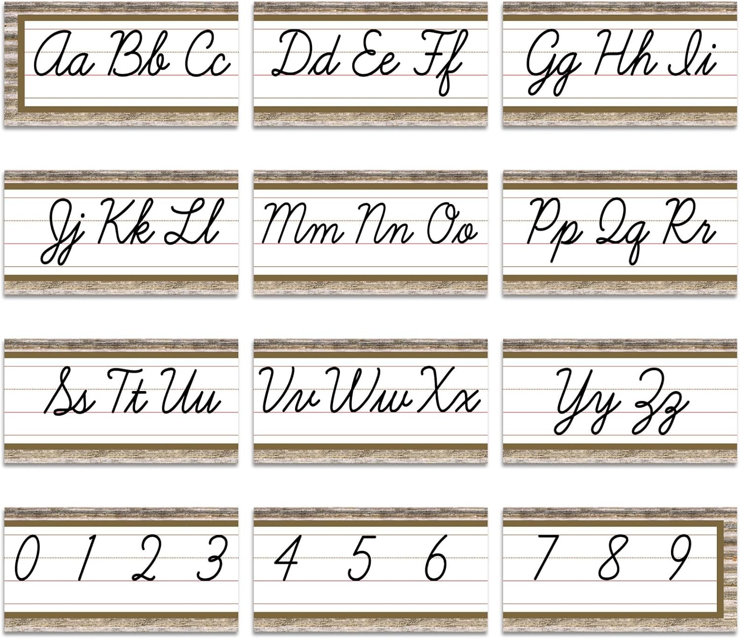12 Pcs Cursive Alphabet Bulletin Board Set for Classroom and Home