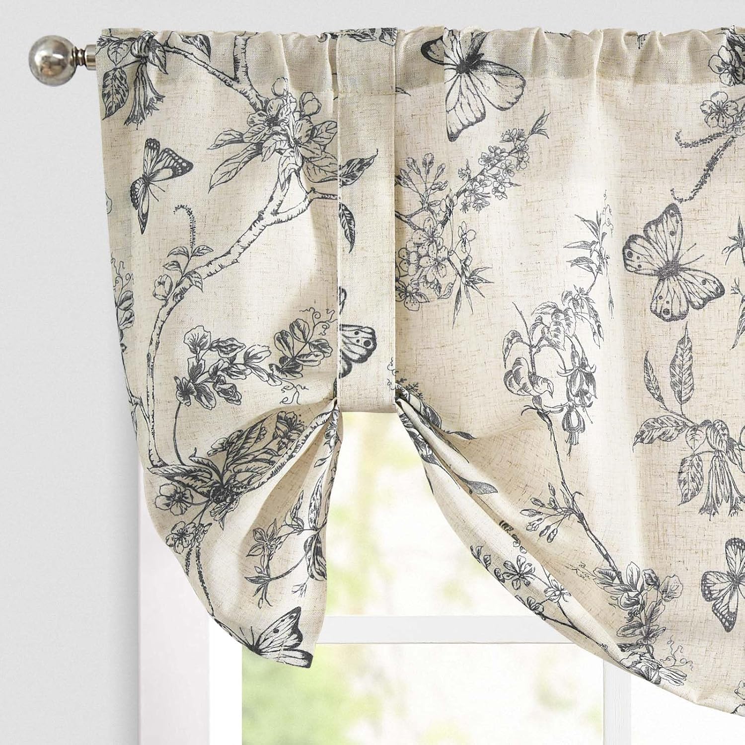 Lazzzy Floral Linen Valance for Kitchen Window