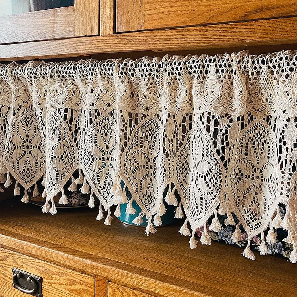 Retro Crochet Valance for Kitchen Window 1 Panel