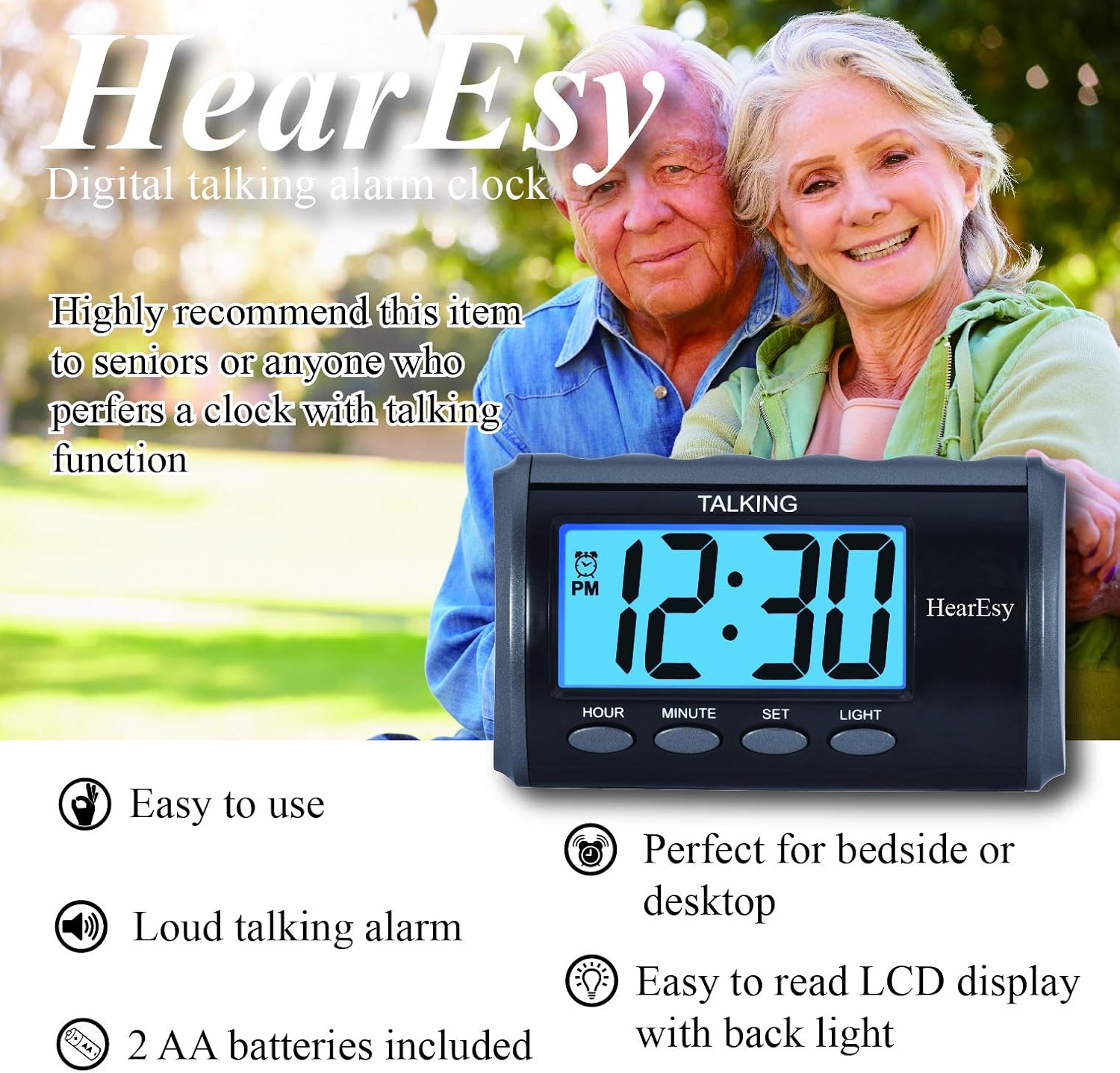 HearEsy Talking Alarm Clock with Large Numbers