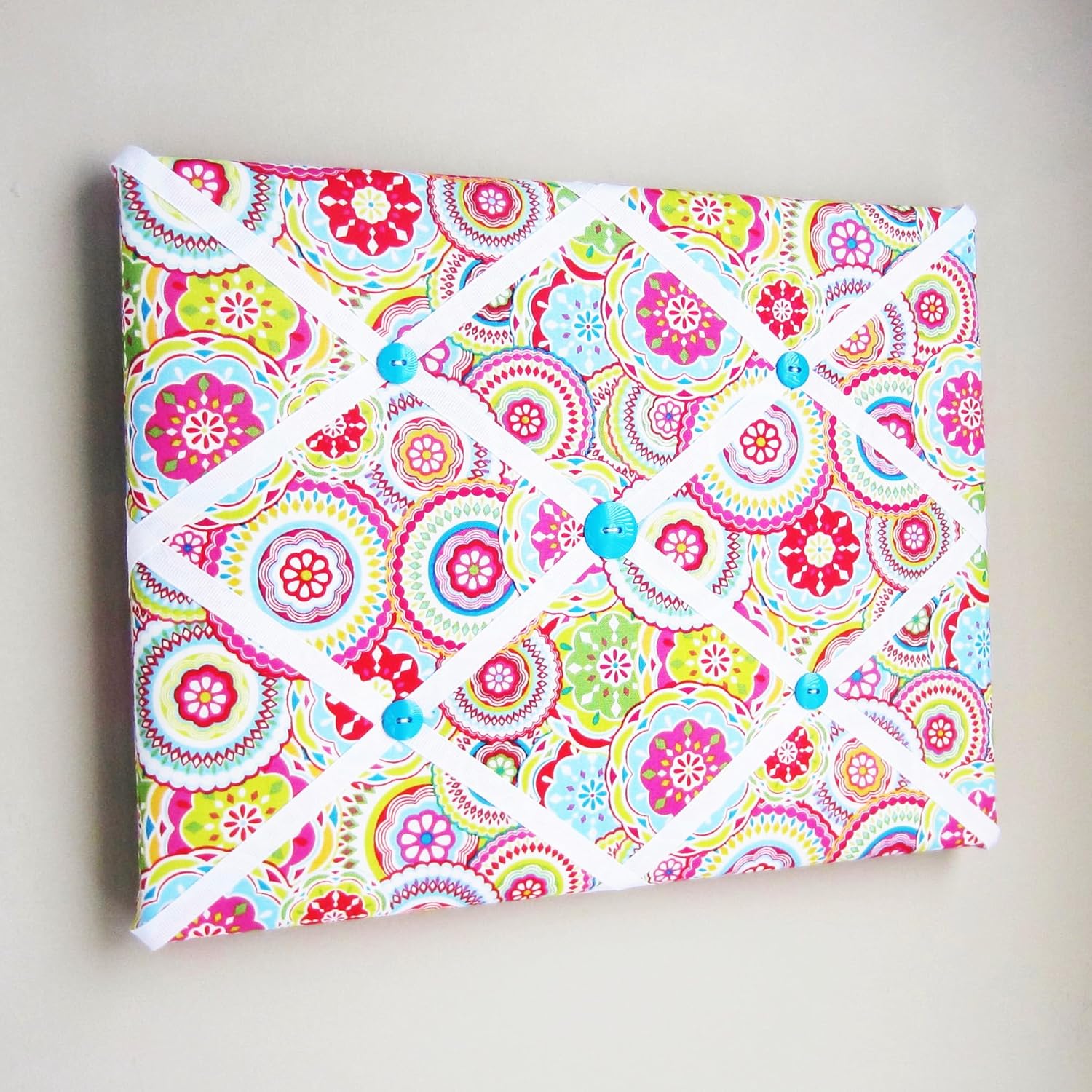 11x14 French Memory Board Mosaic Pink Blue Green
