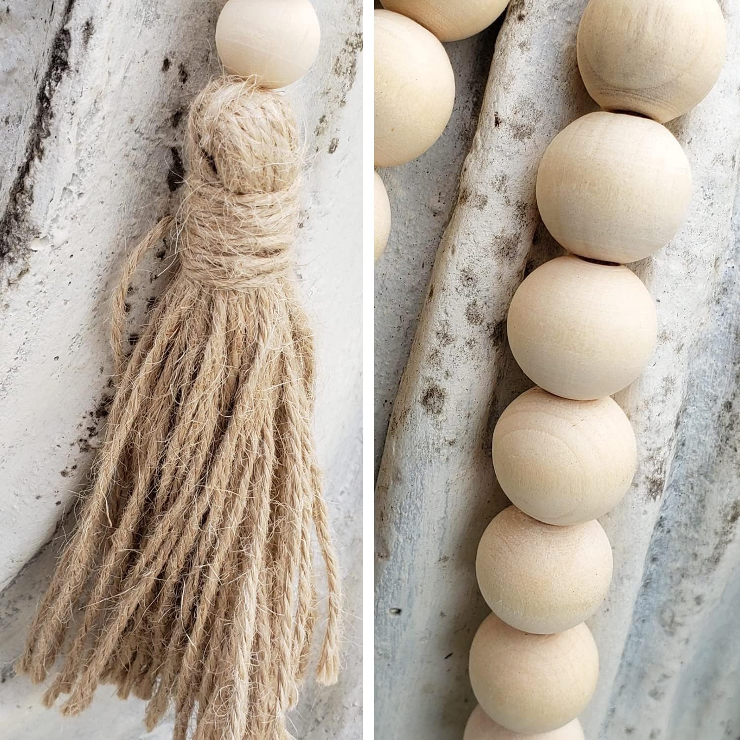 DECORKEY Rustic Wood Beads Garland 58 Inch Boho Decor