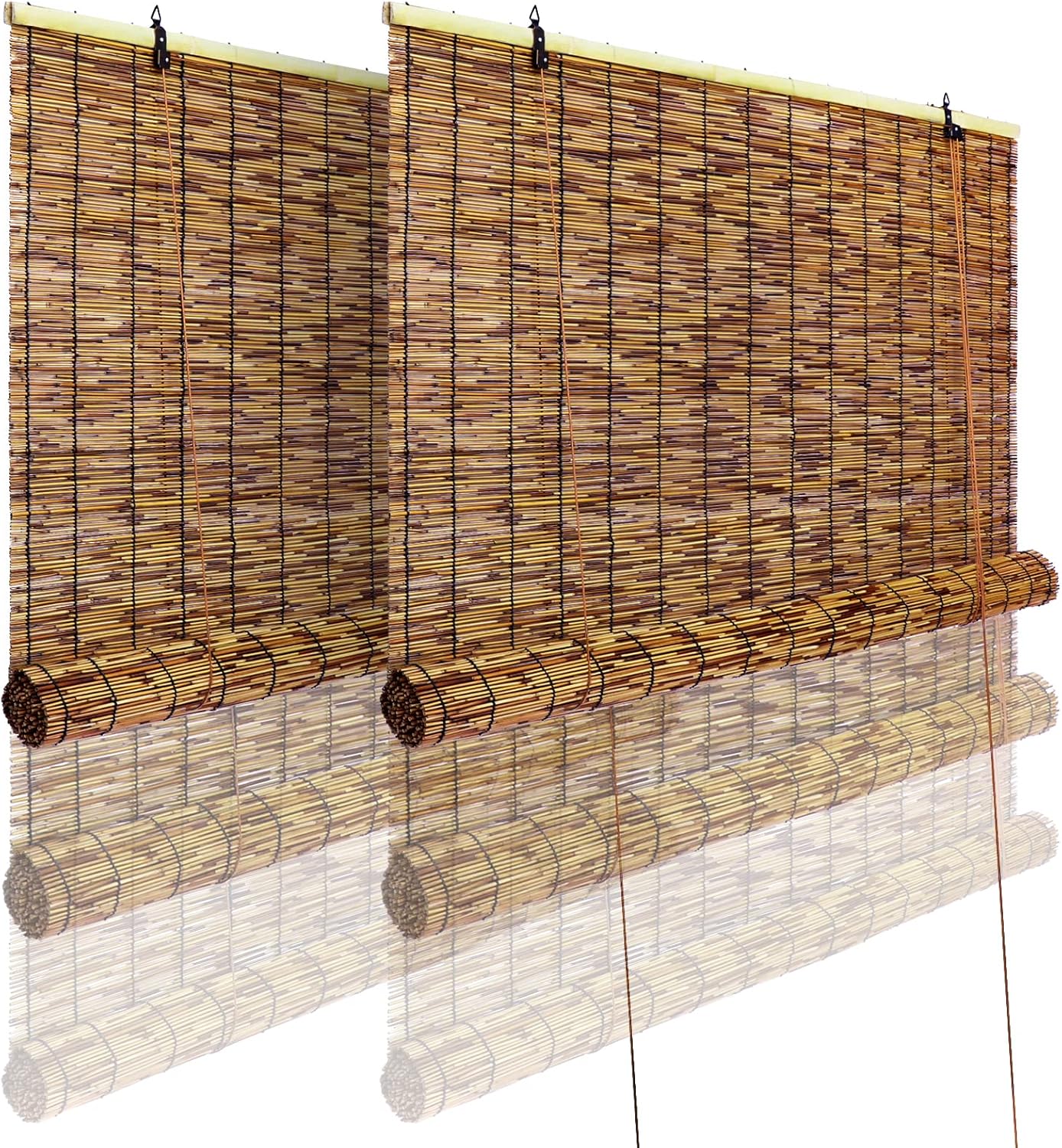Bamboo Roll-up Shade 2 Pack for Outdoor Window