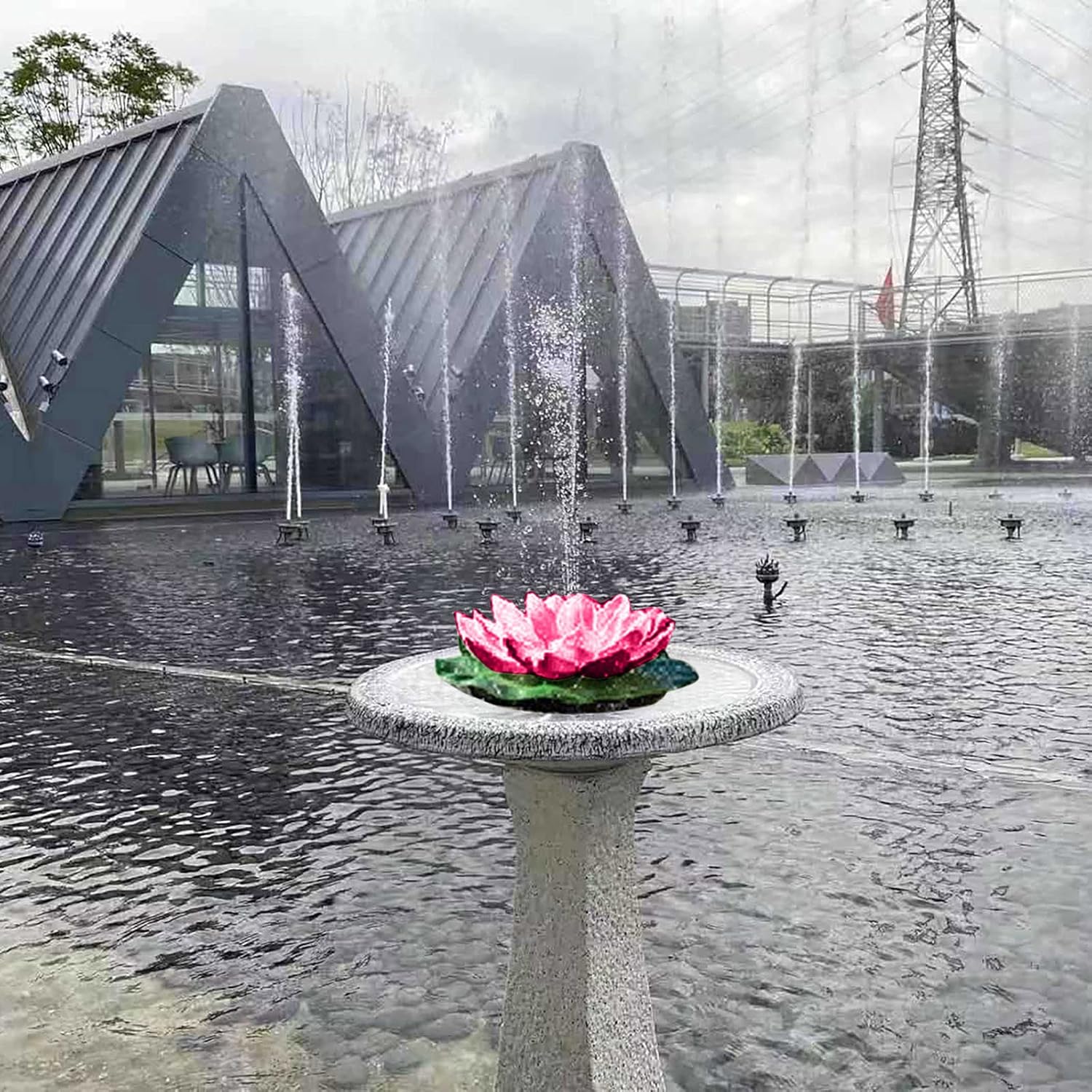 Water Fountain Bird Bath Solar Powered with 6 Nozzles
