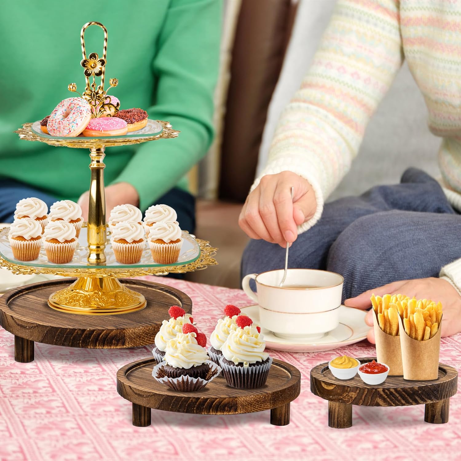 6PCS Rustic Wooden Risers for Display