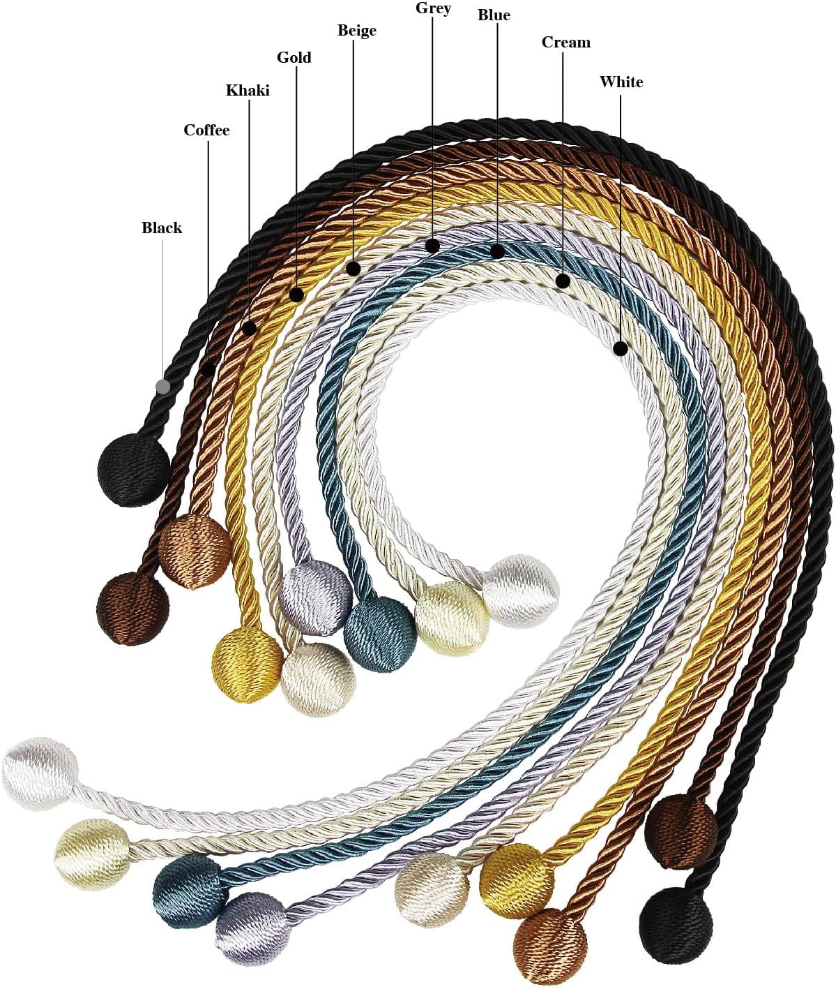 Modern Black Rope Curtain Tiebacks for Drapes