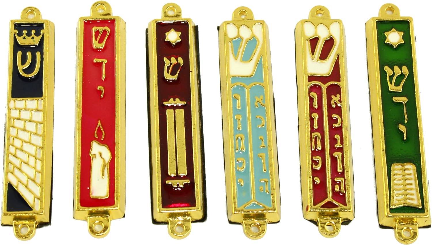 Holy Land Market Gold Plated Mezuzah Set of 6
