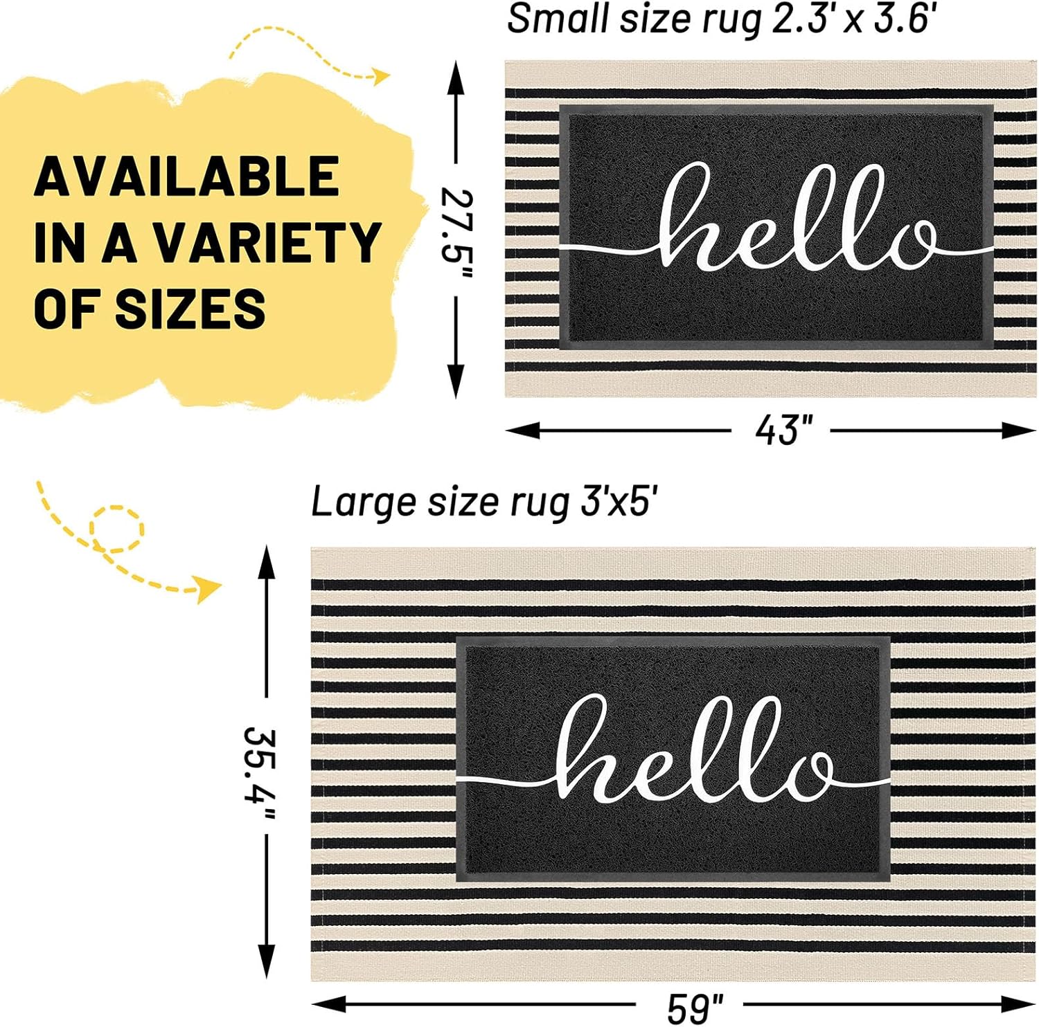 KILOCOCO Beige Striped 3x5 Area Rug