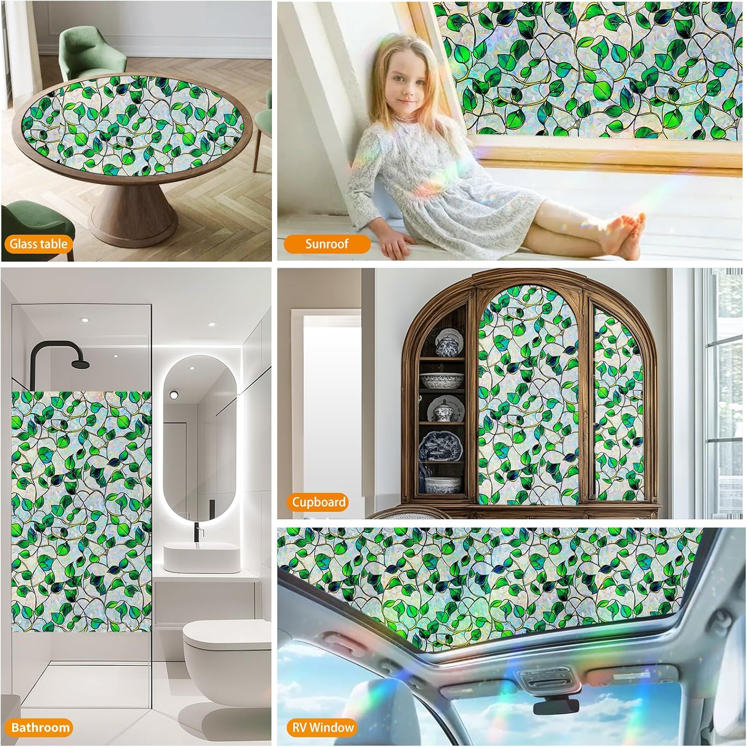 Somwise Window Privacy Film with Rainbow Holographic Effect