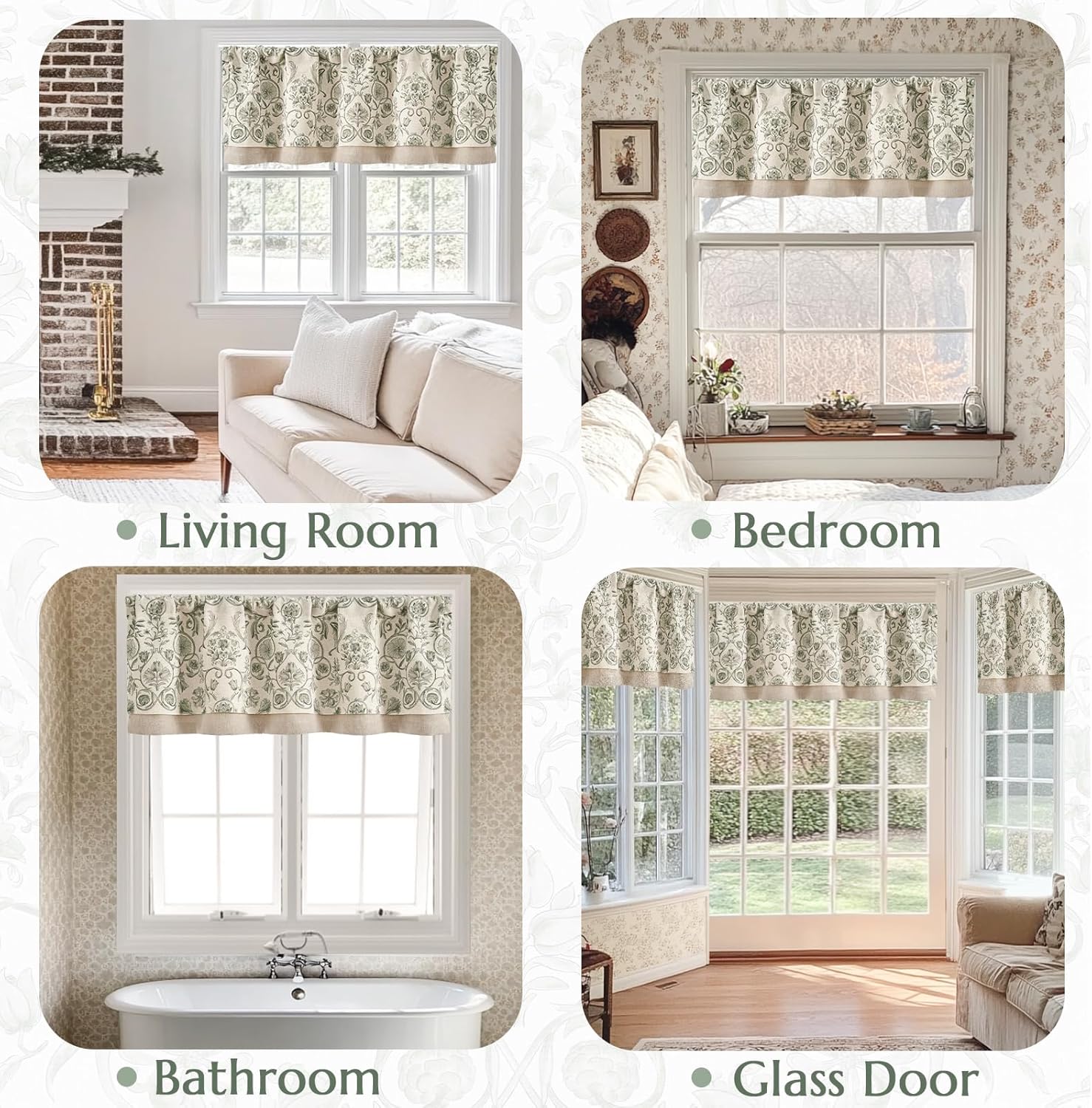 Jinchan Double Layer Linen Valance Window Treatment