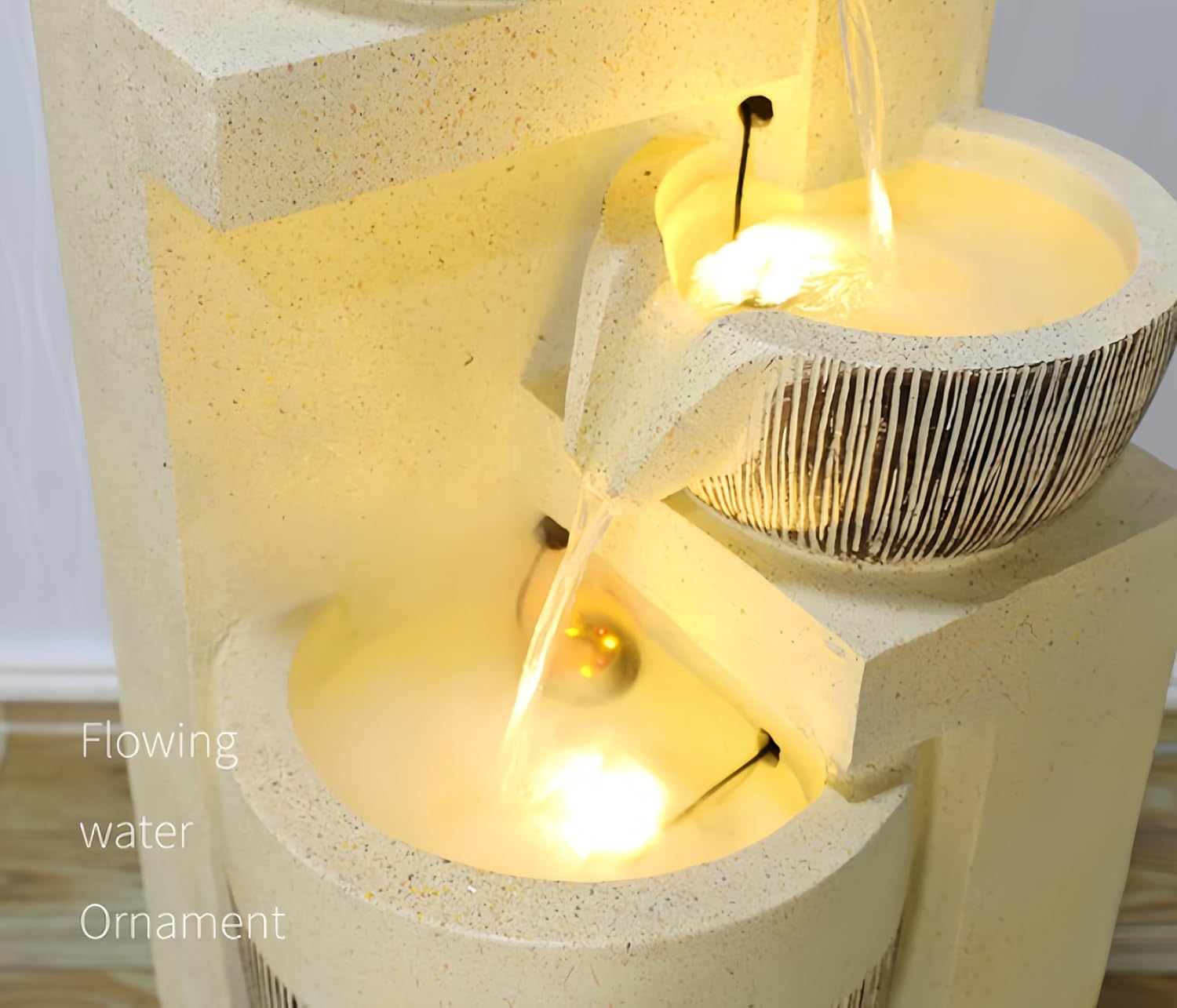 Fengshui Caishen Indoor Water Fountain Yellow