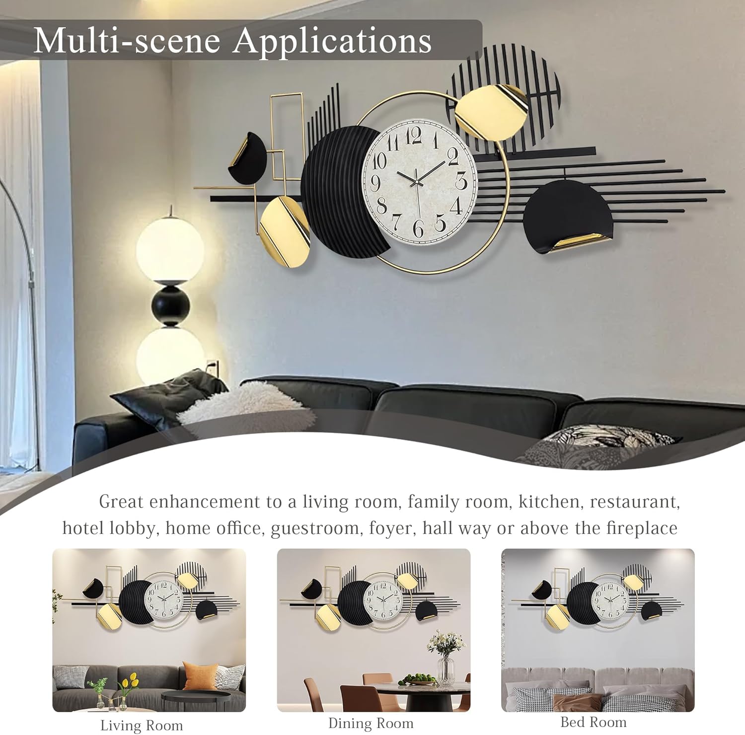 HAVFIFK Modern Geometry Wall Clock 591 X 228