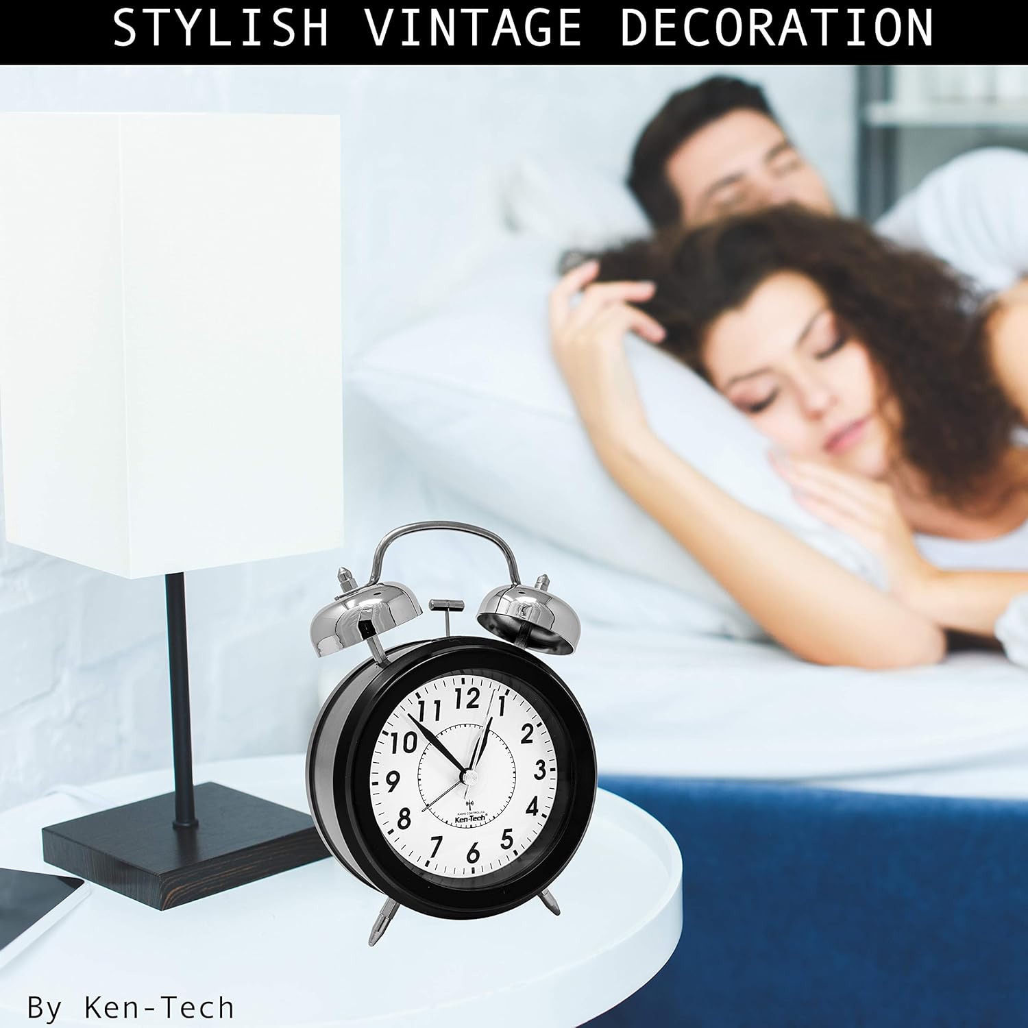 Sonnet Twin Bell Alarm Clock with Blue Backlight